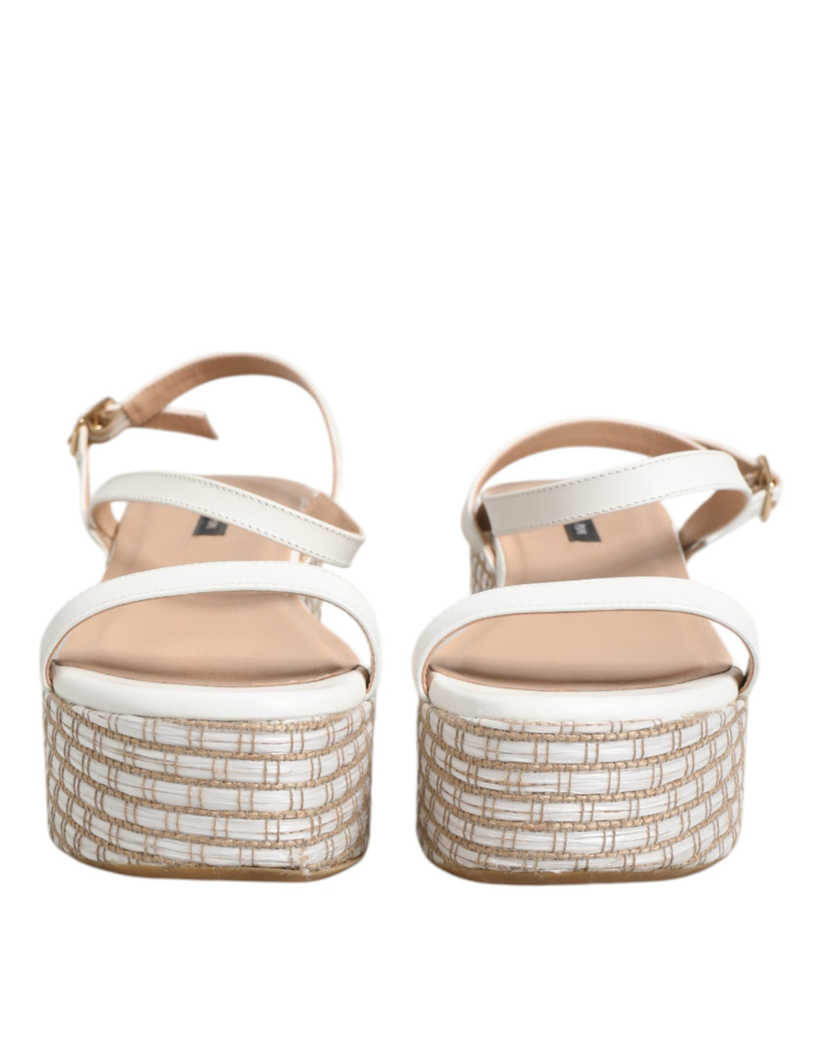 Indulge in the exquisite artistry of Patrizia Pepe's White Espadrilles Ankle Strap Sandals, where luxurious leather meets timeless design for the discerning connoisseur.