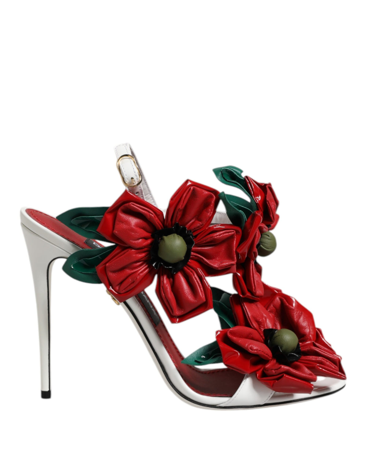 Discover the exquisite Dolce & Gabbana White Leather Floral Detailing Sandals, where luxurious craftsmanship meets timeless elegance, perfect for the discerning modern individual.