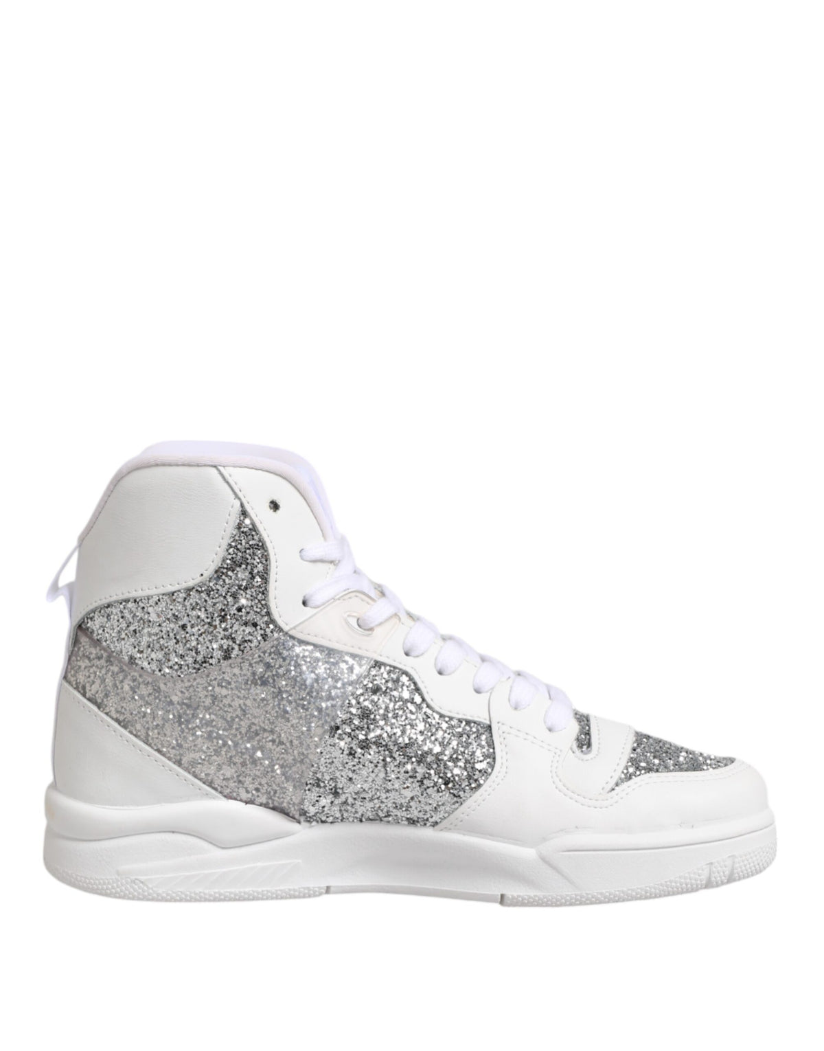 Step into a world of artisanal luxury with Chiara Ferragni's White Silver High Top Sneakers, crafted from authentic leather for an elegant statement in every stride.