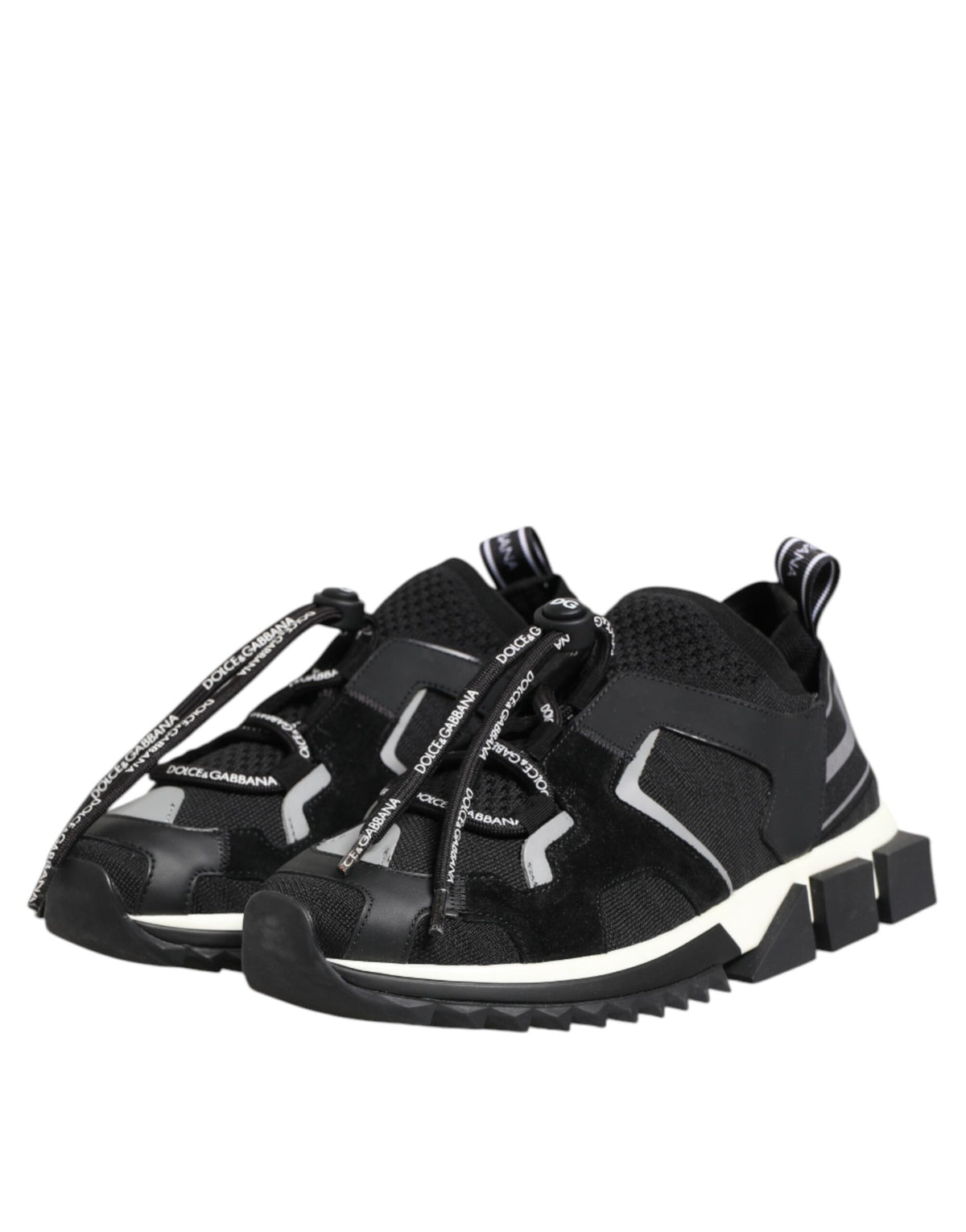 Elevate your style with Dolce & Gabbana's Black White Logo Sorrento Sneakers, where Italian craftsmanship meets luxury, offering unparalleled elegance and comfort for every occasion.