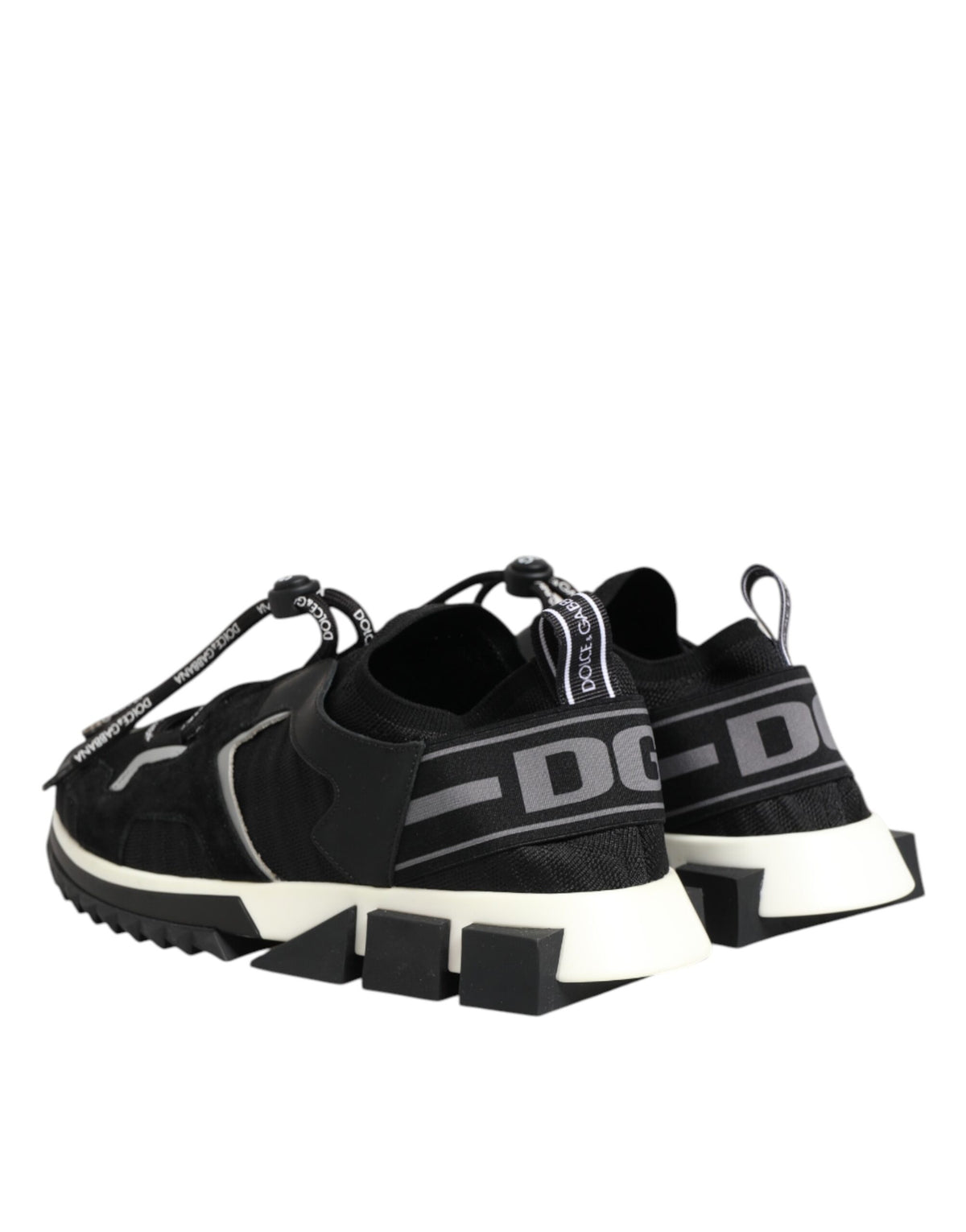 Step into unparalleled elegance with Dolce & Gabbana's Black White Logo Sorrento Sneakers, crafted in Italy from premium materials for a luxurious lifestyle statement.