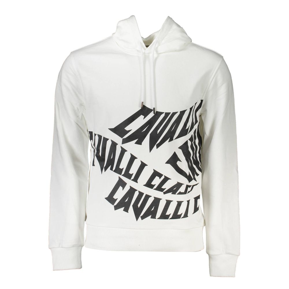 Indulge in the CAVALLI CLASS White Cotton Men Sweatshirt, a masterpiece of luxurious streetwear crafted from premium materials, elevating your style with effortless sophistication.