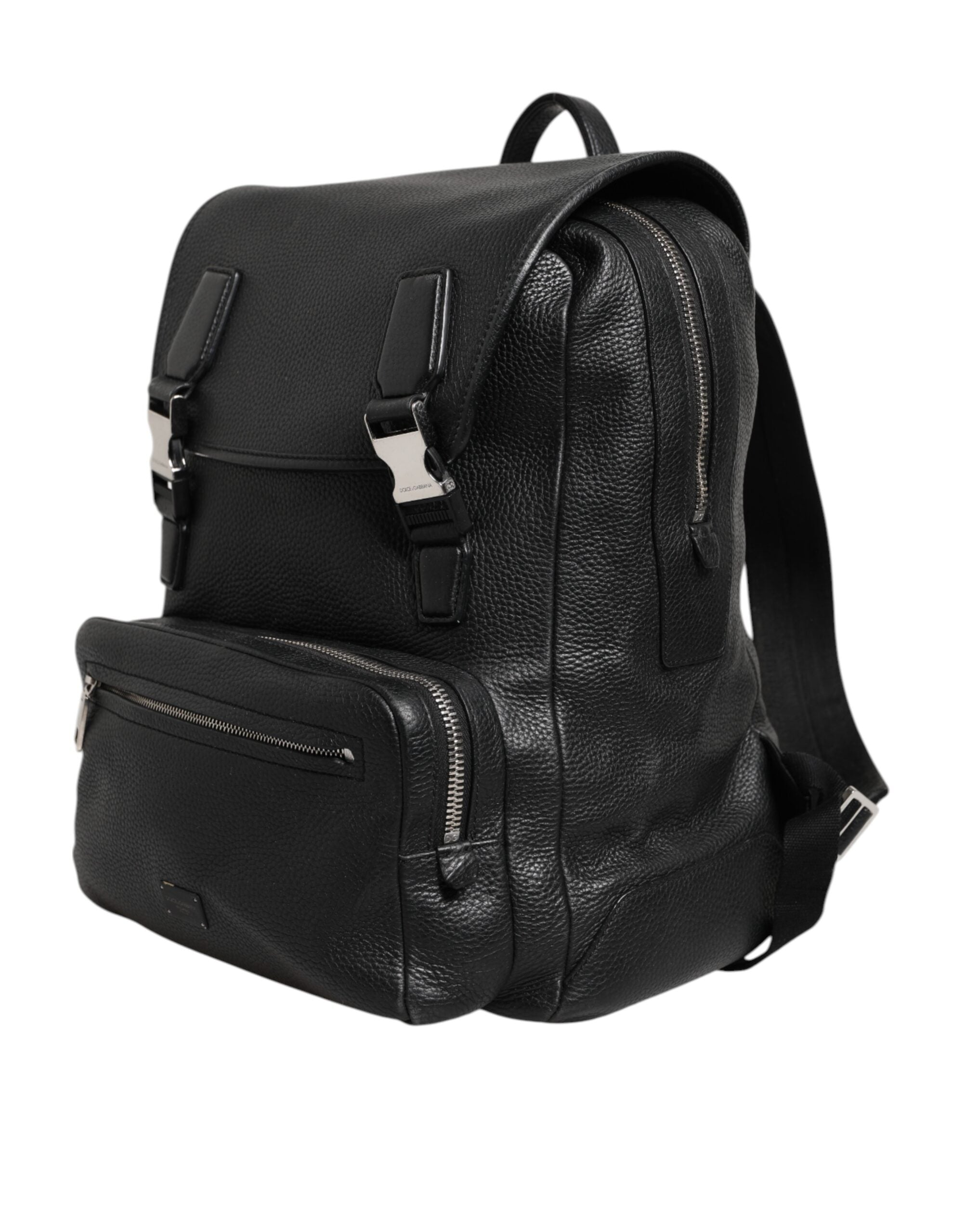 Dolce & Gabbana Black Palermo Backpack Hammered Calfskin Leather Bag