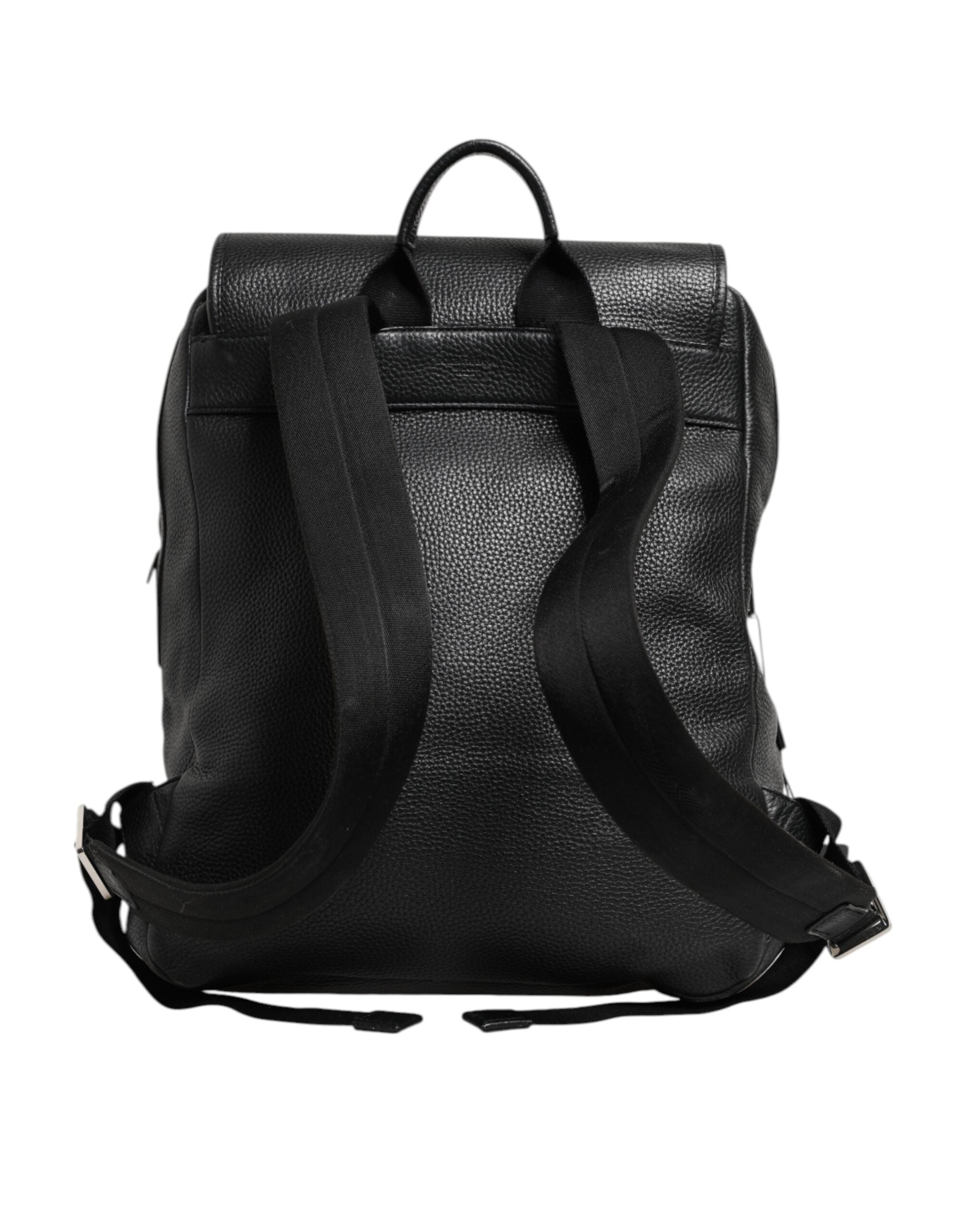 Dolce & Gabbana Black Palermo Backpack Hammered Calfskin Leather Bag