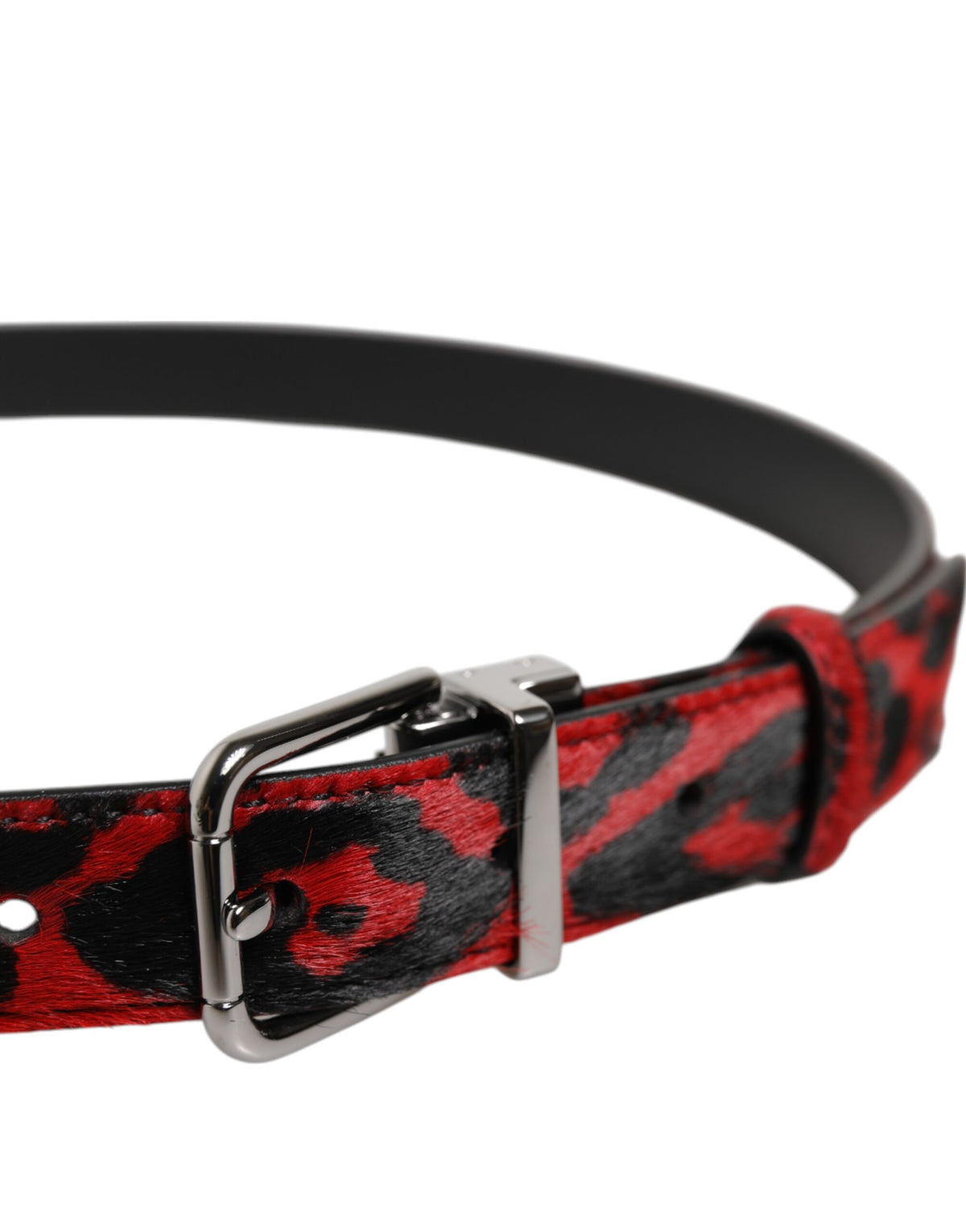 Dolce & Gabbana Black Red Leopard Belt - Luxurious Calfskin Couture