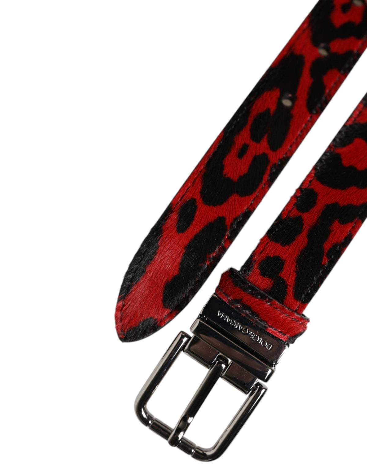 Dolce & Gabbana Black Red Leopard Belt - Luxurious Calfskin Couture
