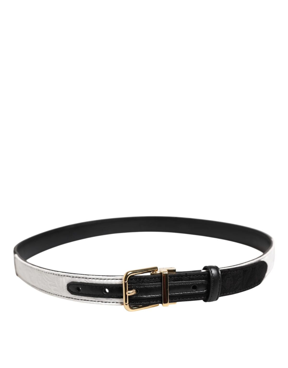 Elevate your style with the Dolce & Gabbana Black White Patchwork Gold Metal Buckle Belt, a luxurious blend of premium leather and exquisite Italian craftsmanship, perfect for any occasion.