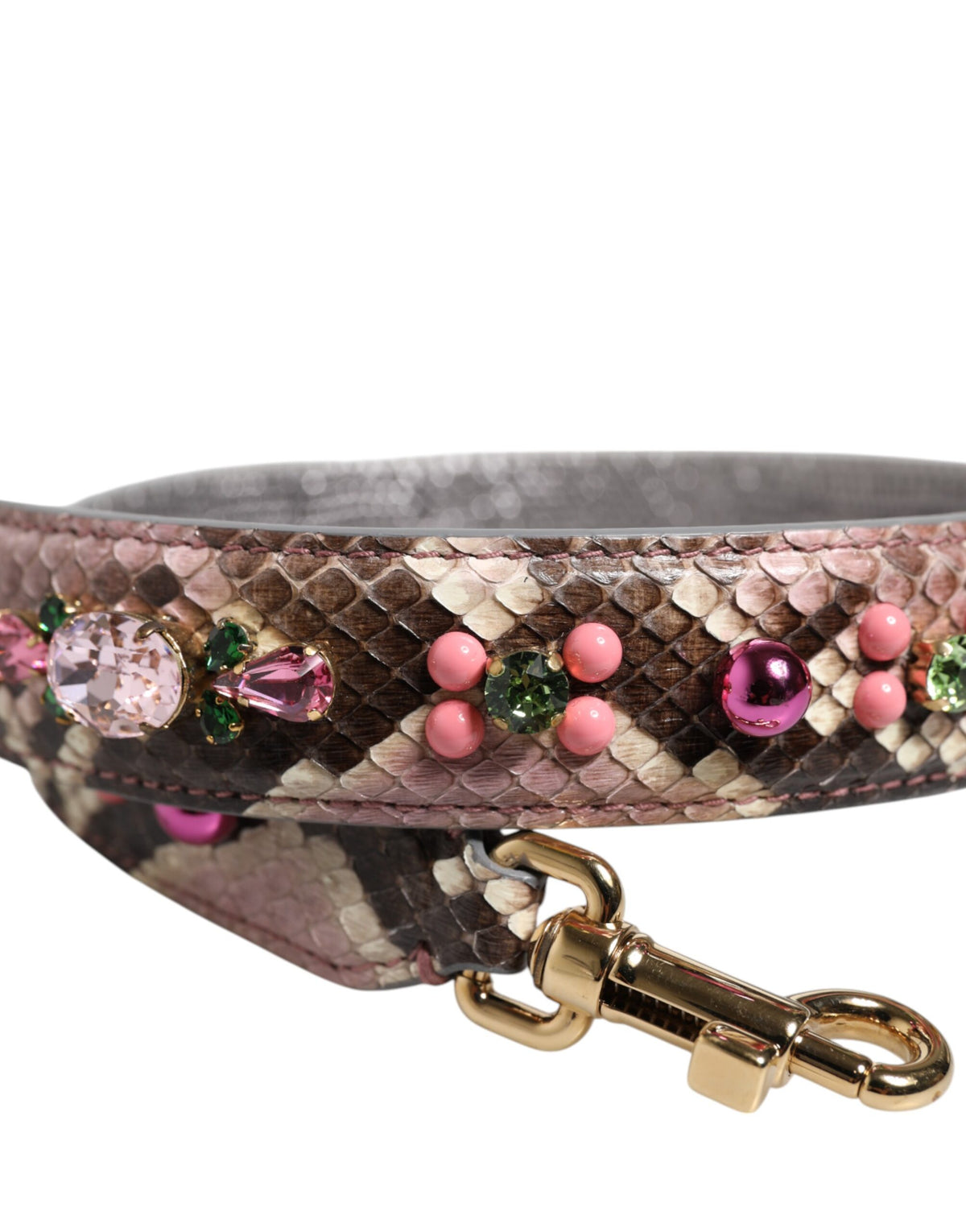 Elevate your style with the Dolce & Gabbana Multicolor Embellished Handbag Shoulder Strap, a luxurious python leather accessory that embodies exquisite craftsmanship and sophisticated elegance.