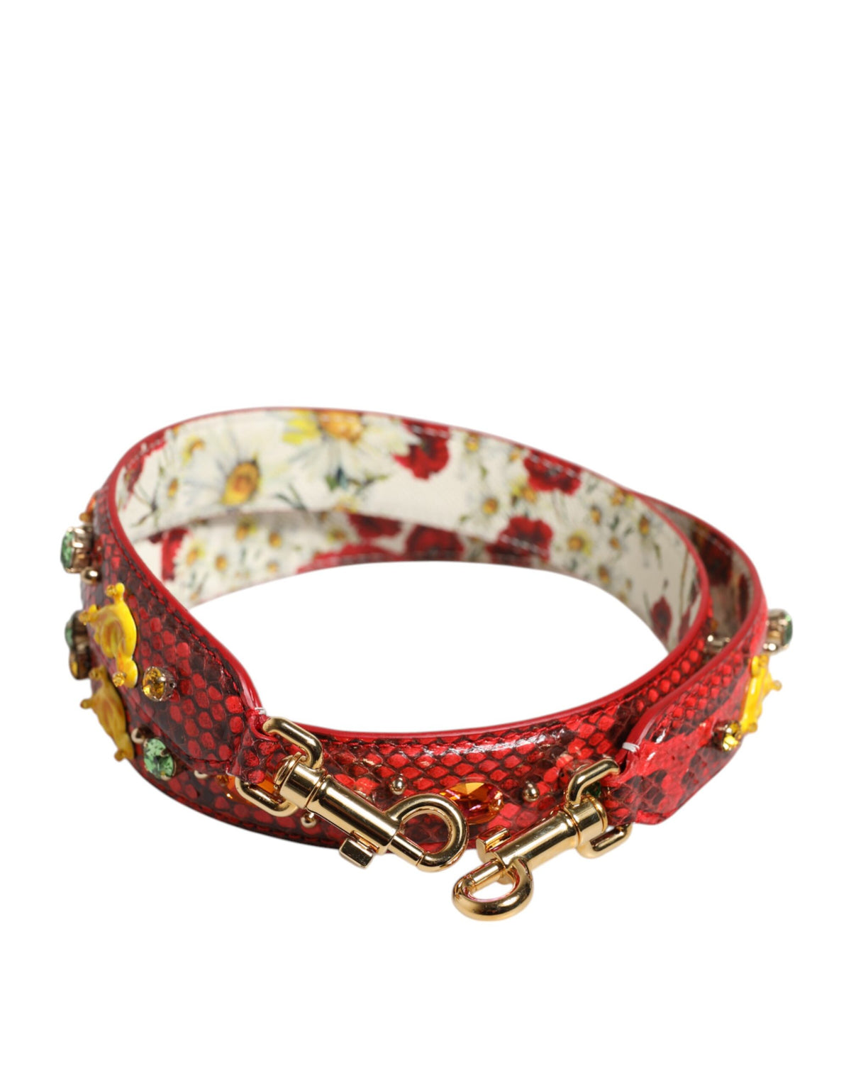 Elevate your style with the Dolce & Gabbana Multicolor Embellished Handbag Accessory Shoulder Strap, crafted from luxurious python leather, embodying exquisite Italian craftsmanship.