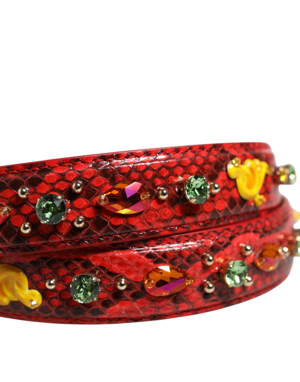 Elevate your style with the Dolce & Gabbana Multicolor Embellished Handbag Accessory Shoulder Strap, crafted from luxurious python leather, embodying exquisite Italian craftsmanship and timeless allure.