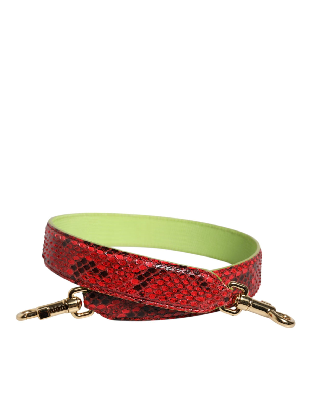 Elevate your elegance with the Dolce & Gabbana Red Exotic Leather Handbag Accessory Shoulder Strap, a luxurious blend of python and calf leather, crafted in Italy for the discerning individual.