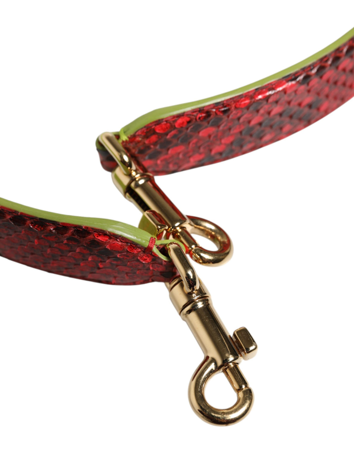 Indulge in the allure of the Dolce & Gabbana Red Exotic Leather Handbag Accessory Shoulder Strap, a masterpiece of python and calf leather that redefines luxury and sophistication.