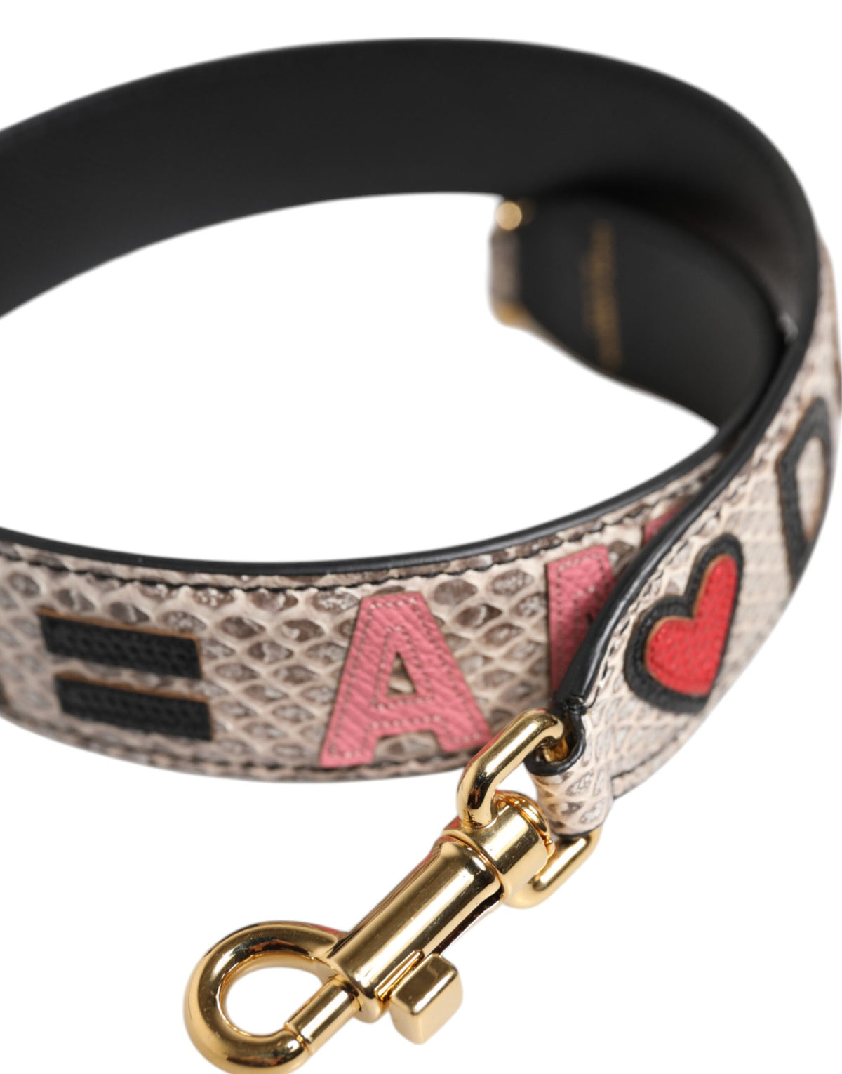 Elevate your style with the Dolce & Gabbana Multicolor DG AMORE Patch Bag Shoulder Strap, a luxurious blend of ayers and calfskin, embodying exquisite Italian craftsmanship.