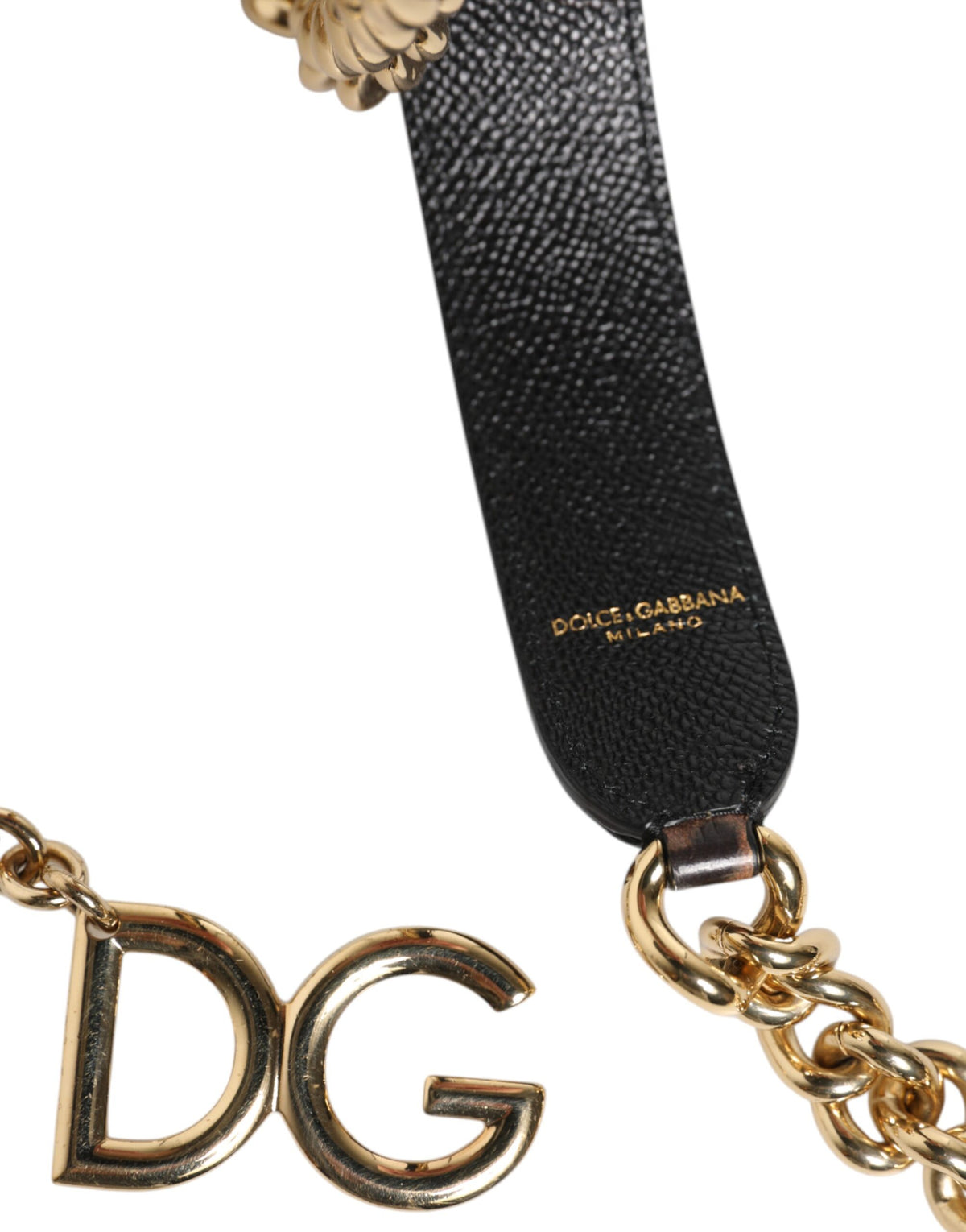 Elevate your style with the Dolce & Gabbana Brown Leopard Gold Brass Chain Accessory Shoulder Strap, a luxurious blend of calf leather and brass, crafted in Italy for the discerning connoisseur.