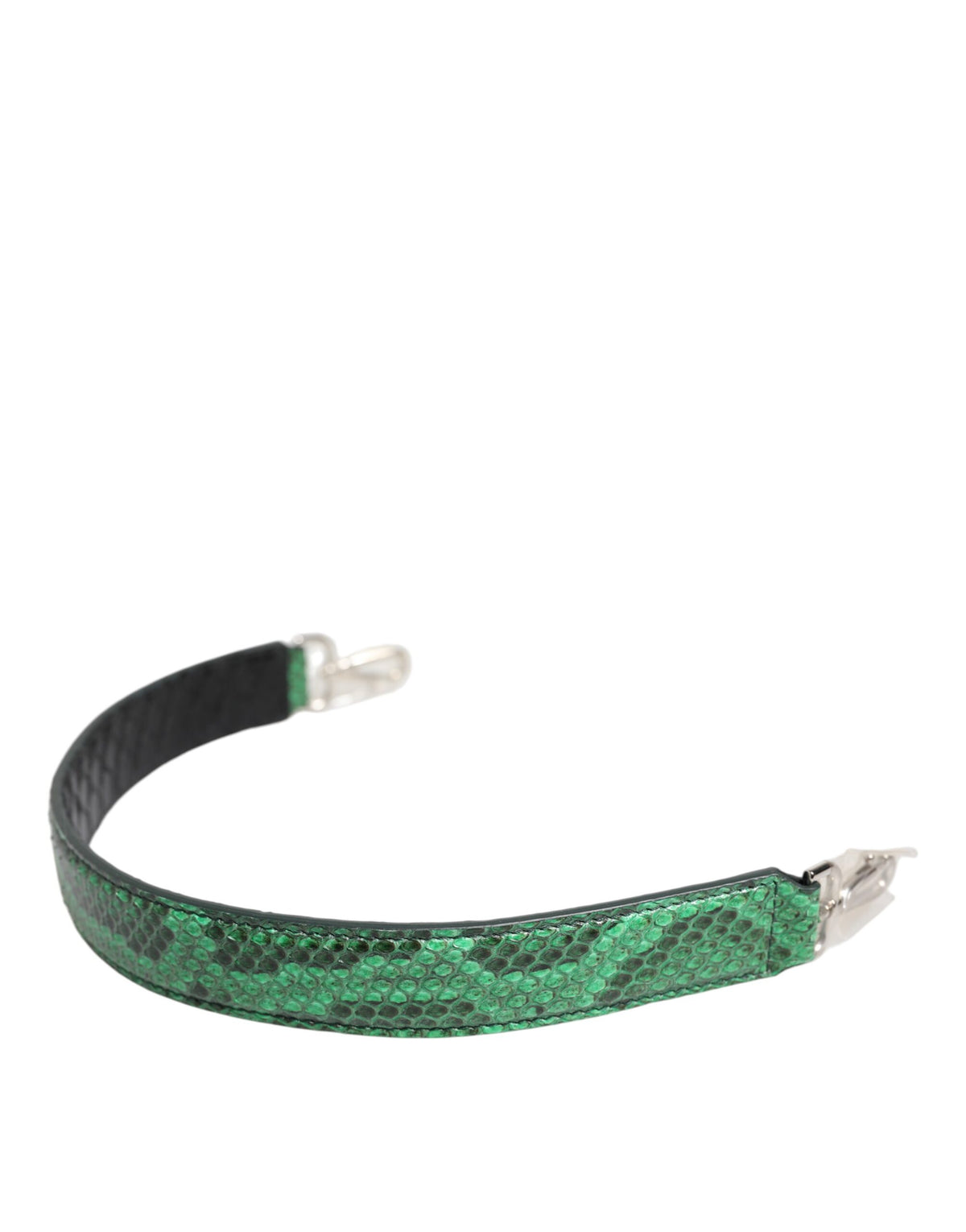 Elevate your style with the Dolce & Gabbana Black Green Exotic Leather Bag Shoulder Strap, crafted from python leather, embodying timeless luxury and exquisite Italian craftsmanship.