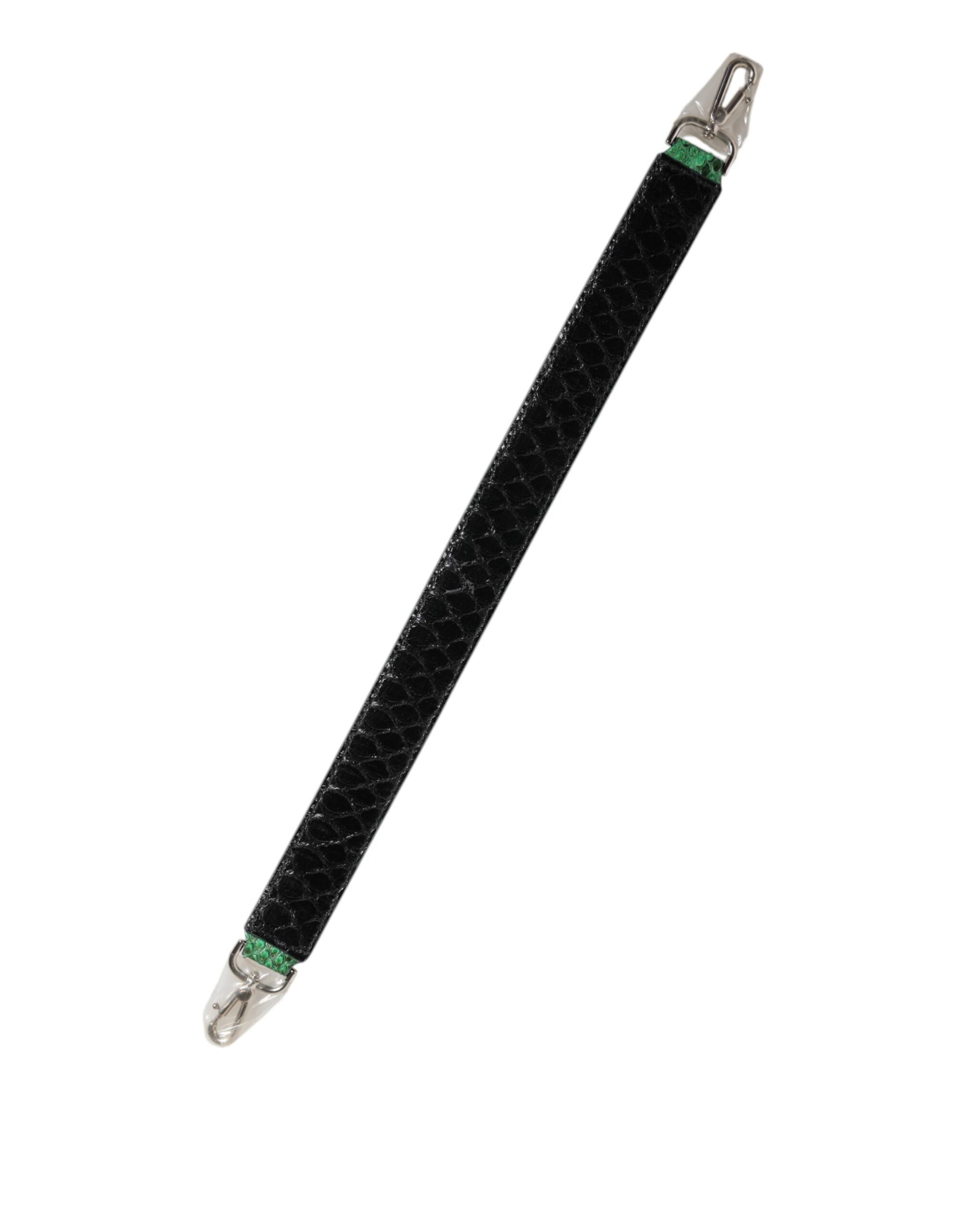 Elevate your style with the Dolce & Gabbana Black Green Exotic Leather Bag Shoulder Strap, crafted from python leather to embody timeless sophistication and allure.