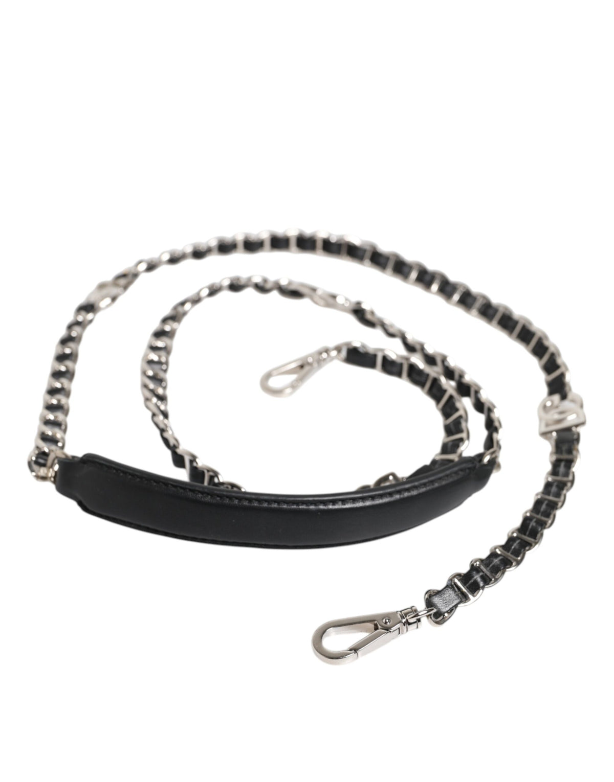 Elevate your style with the Dolce & Gabbana Black Leather DG Logo Chain Bag Shoulder Strap, a masterpiece of Italian craftsmanship that embodies timeless elegance and luxurious allure.