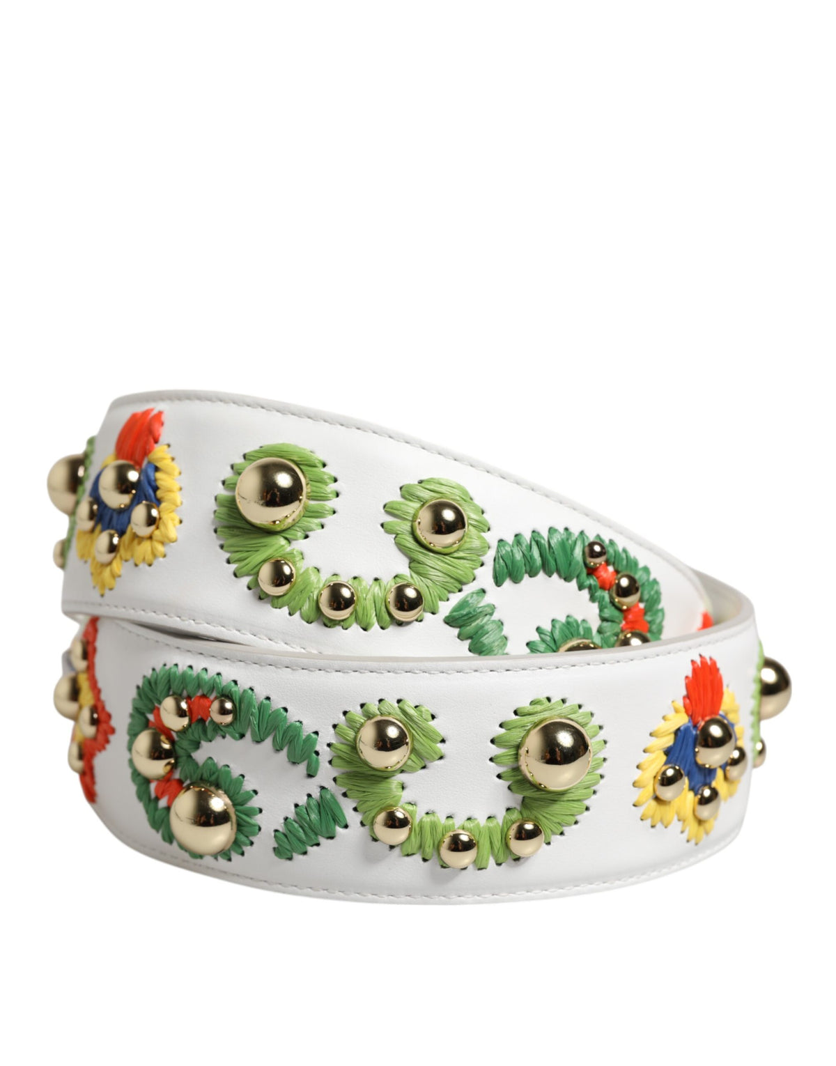Indulge in the exquisite artistry of the Dolce & Gabbana White Calfskin Raffia Embroidered Patchwork Shoulder Strap, a luxurious accessory that elevates your style with every detail.