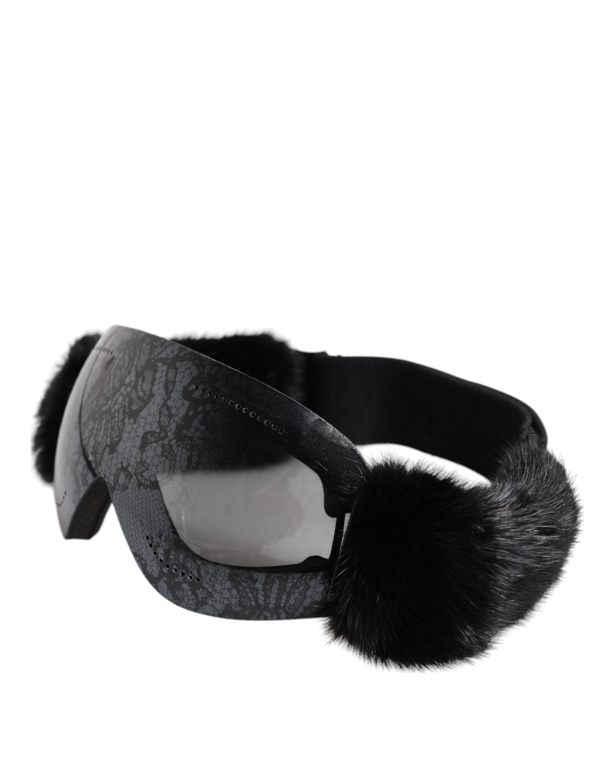 Elevate your winter style with Dolce & Gabbana's Black Bi0759 Lace Mirrored Ski Goggles, where exquisite Italian craftsmanship meets luxurious design for the discerning individual.