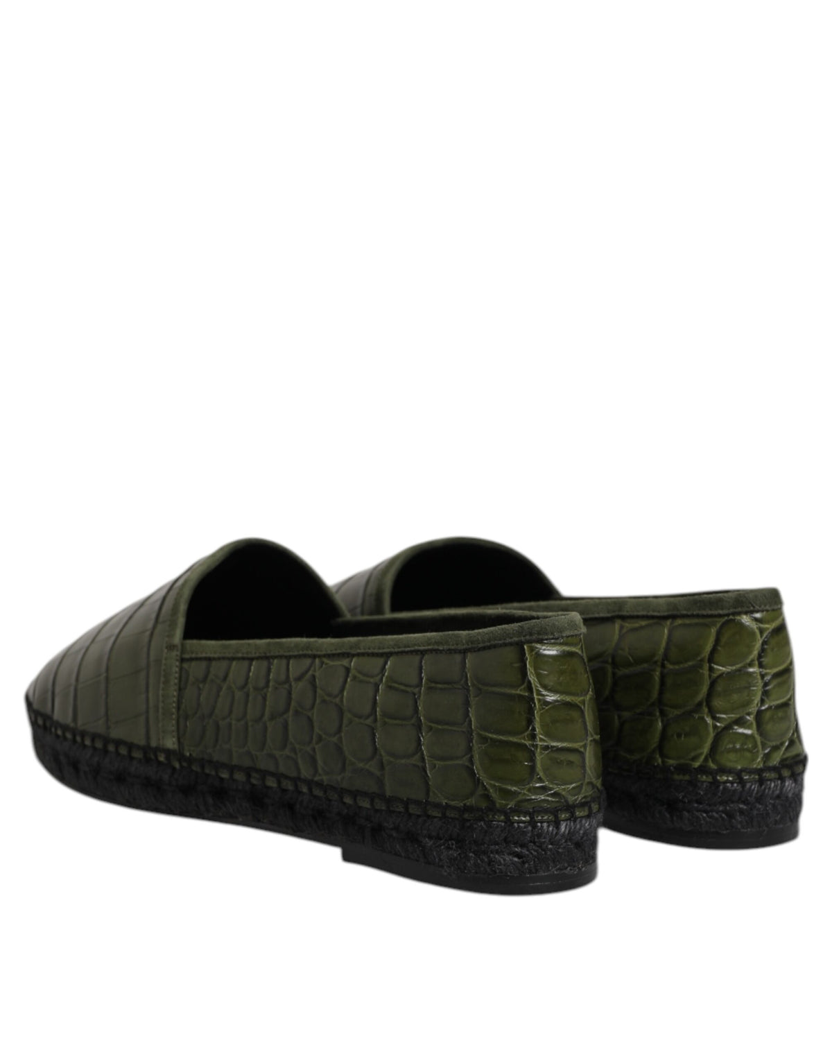 Indulge in the exquisite craftsmanship of Dolce & Gabbana Green Exotic Leather Espadrilles, where 90% crocodile leather meets effortless elegance for the discerning connoisseur.