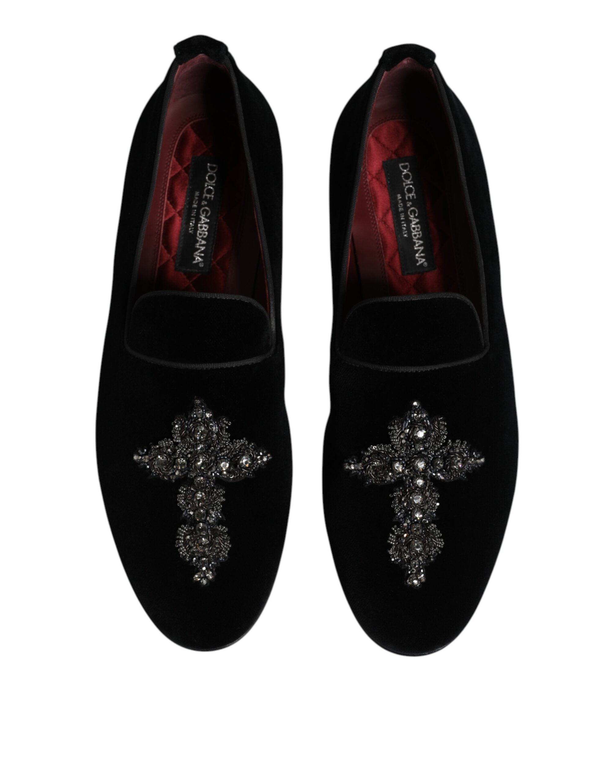 Indulge in the exquisite Dolce & Gabbana Black Velvet Embellished Loafer, a symbol of sophistication and Italian craftsmanship, perfect for the discerning connoisseur.