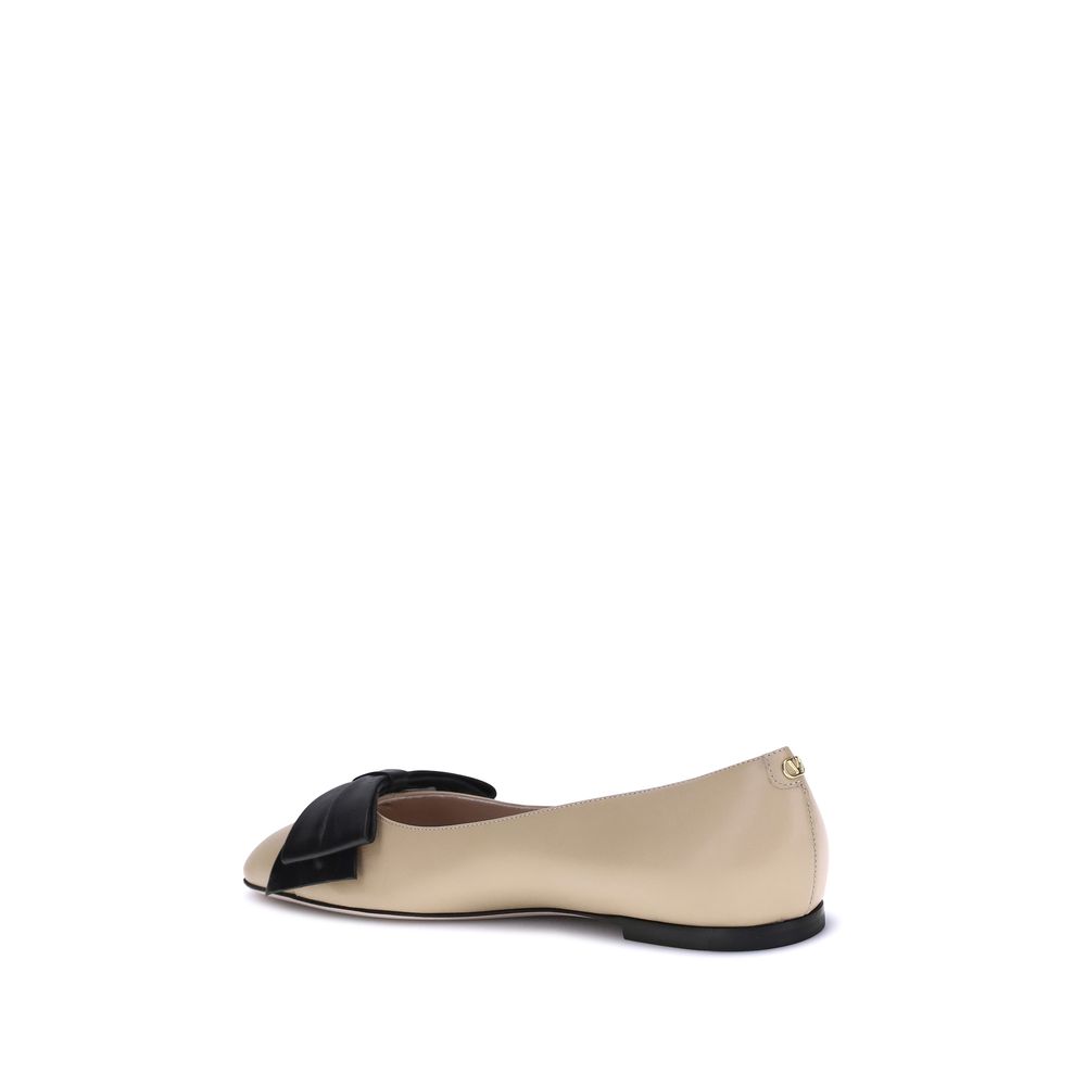 Valentino Garavani Brown Calf Leather Bos Taurus Ballet Flats