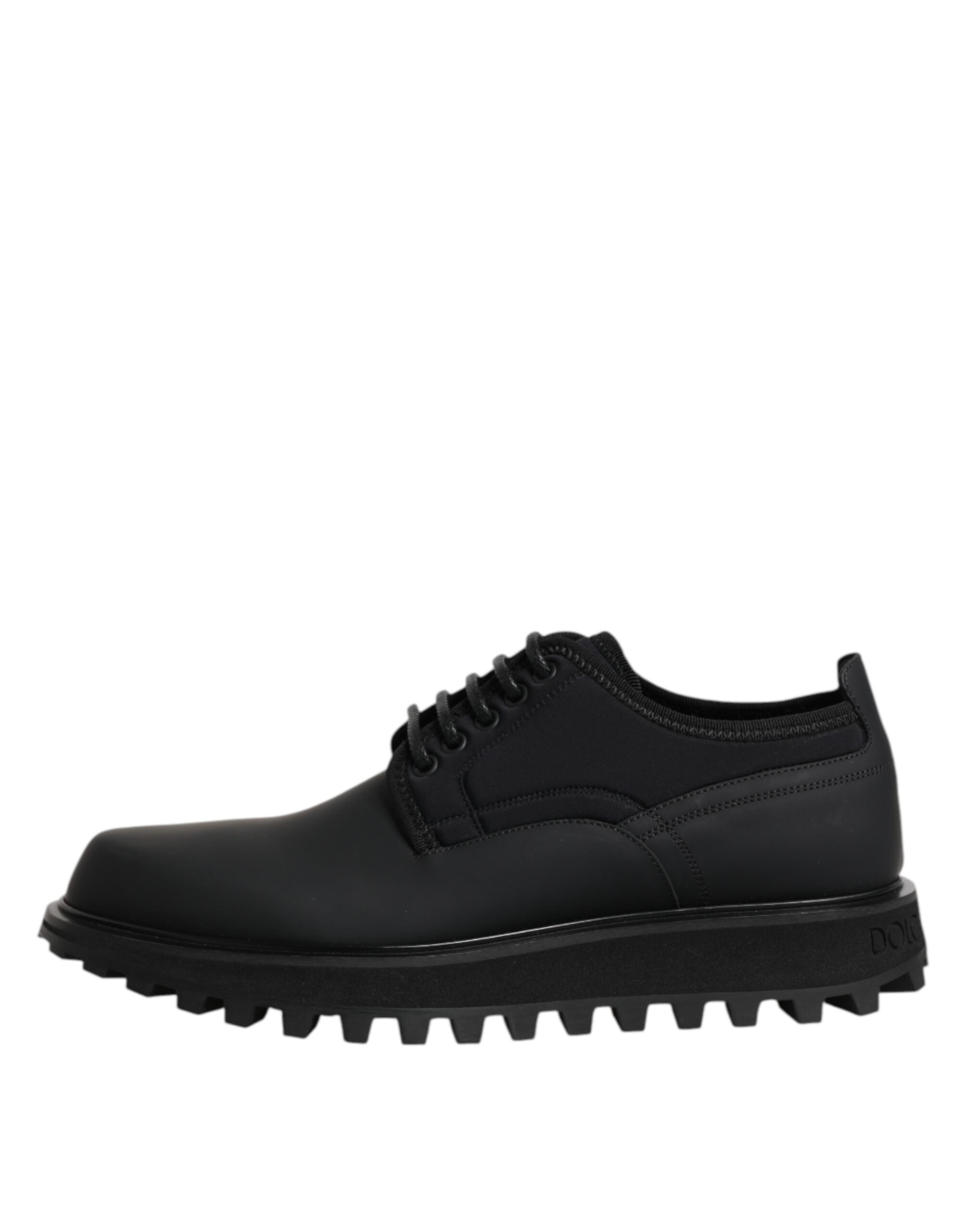 Dolce & Gabbana Black Leather Lace Up Trekking Dress Shoes