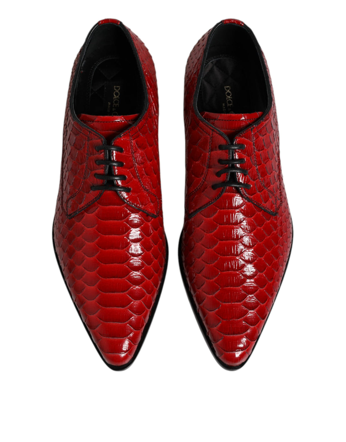 Dolce & Gabbana Red Python Leather Derby Shoes - Unmatched Luxury