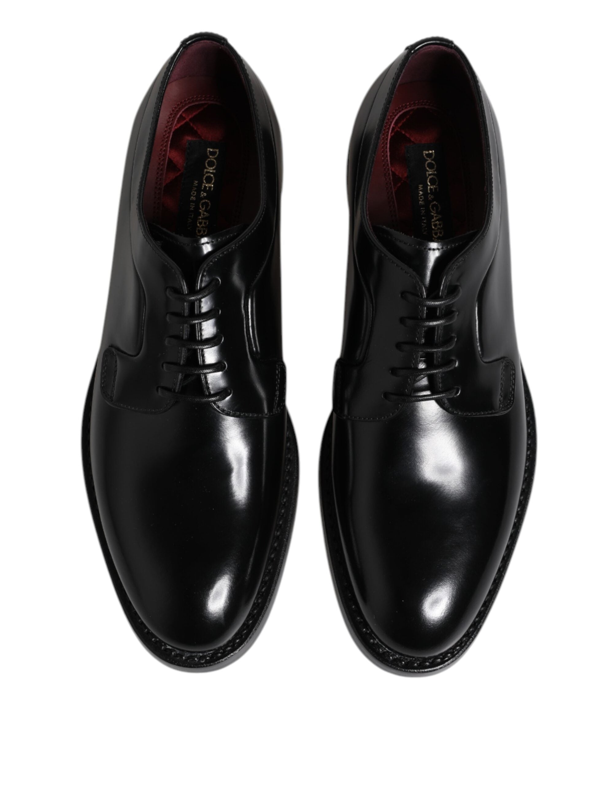 Dolce & Gabbana Black Calf Leather Derby Shoes - Exquisite Luxury