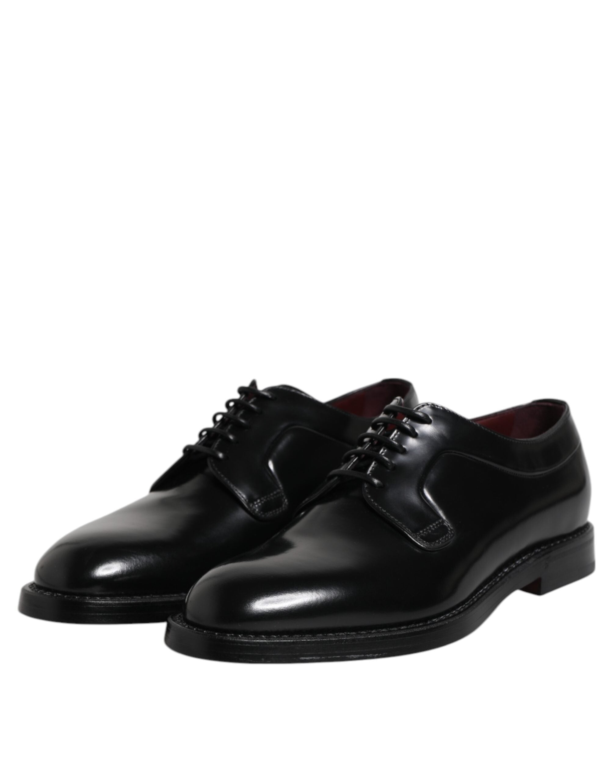 Dolce & Gabbana Black Calf Leather Derby Shoes - Exquisite Luxury