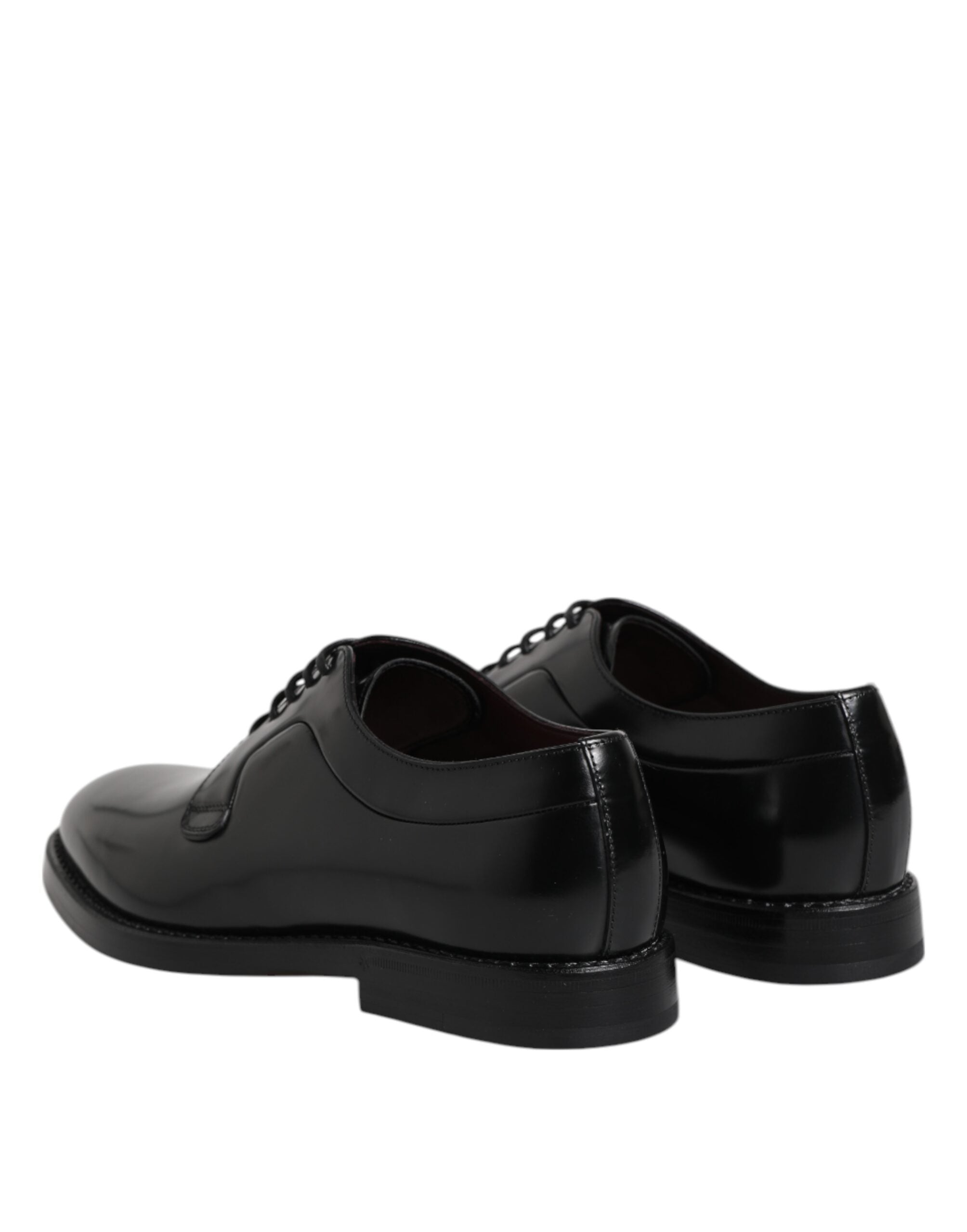 Dolce & Gabbana Black Calf Leather Lace Up Derby Shoes - Luxury Footwear