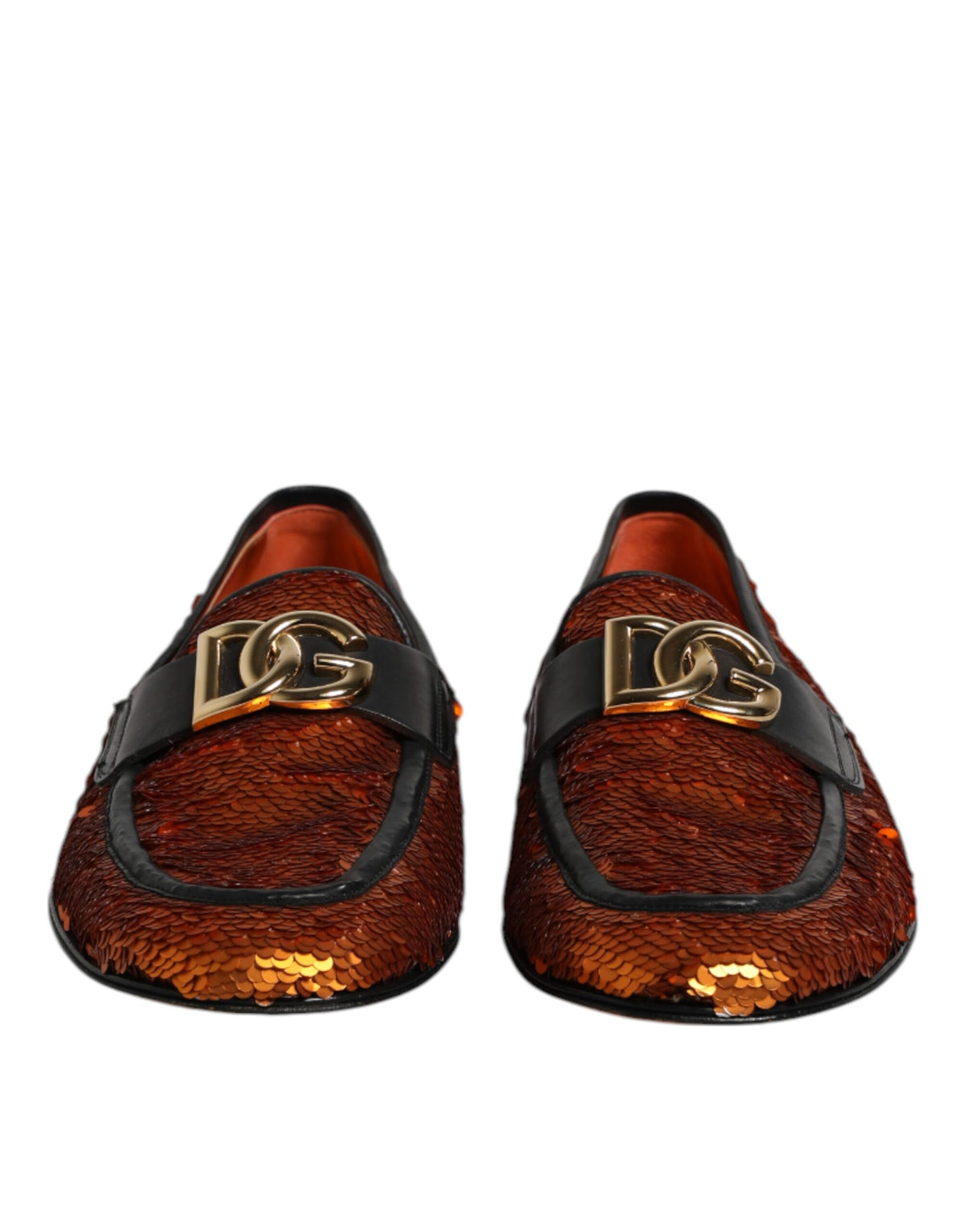 Discover the exquisite Dolce & Gabbana Orange Sequin Embellished Loafers, where luxurious craftsmanship meets bold elegance, perfect for the discerning individual.