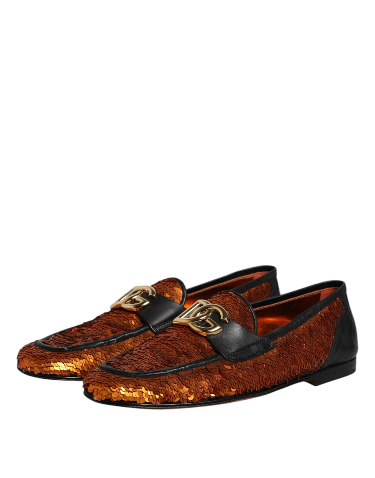 Step into a realm of luxury with Dolce & Gabbana's Orange Sequin Embellished Loafers, where exquisite craftsmanship meets bold design, perfect for the discerning connoisseur.