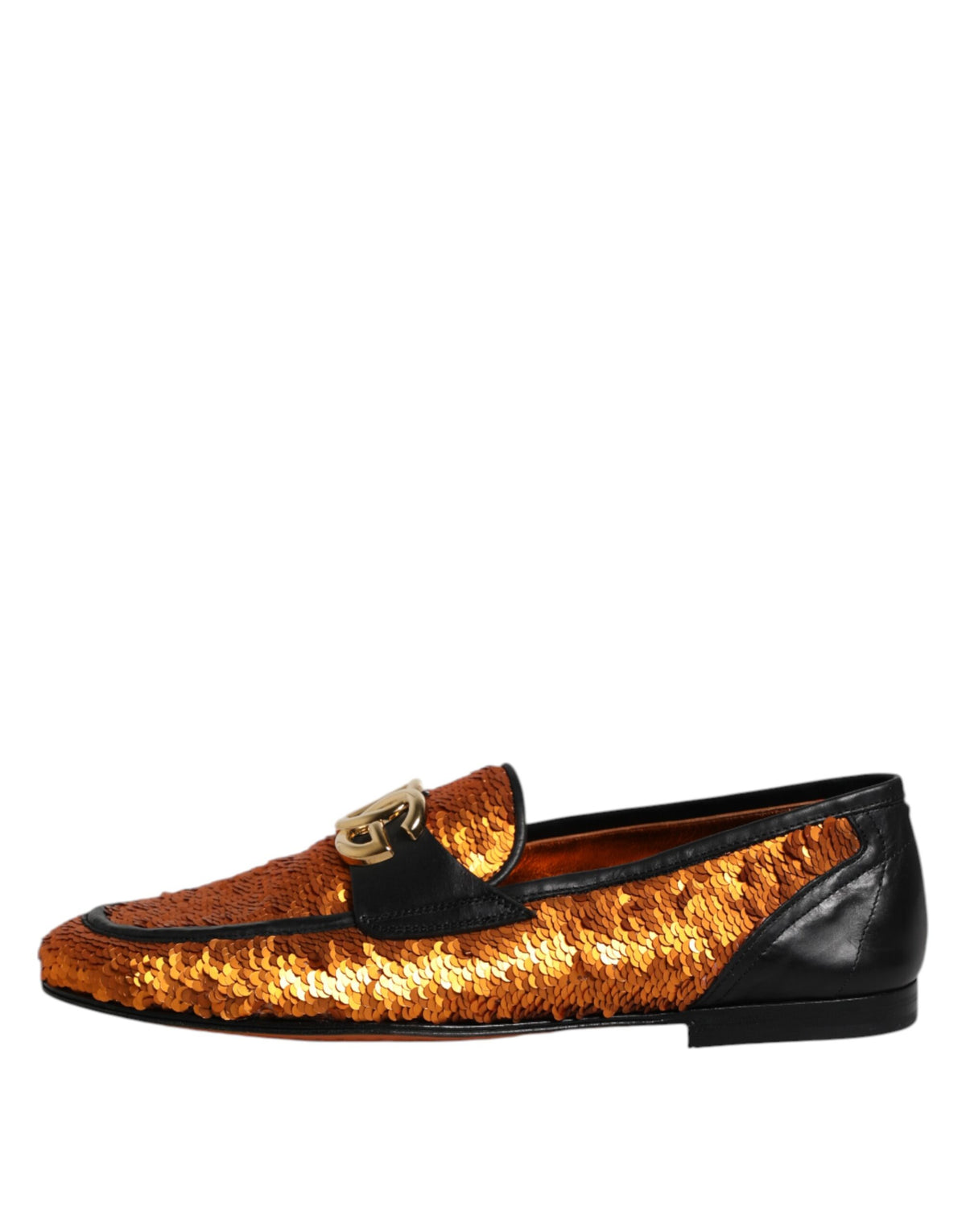 Elevate your style with Dolce & Gabbana's Orange Sequin Embellished Loafers, where exquisite craftsmanship meets luxurious materials for a statement of refined elegance.