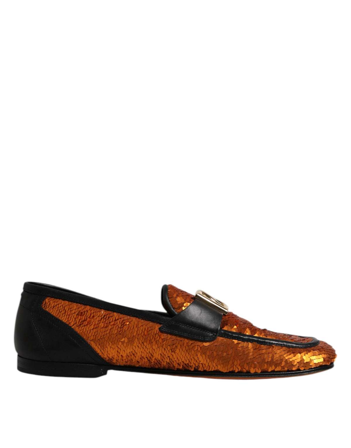 Elevate your style with Dolce & Gabbana's Orange Sequin Embellished Loafers, where exquisite craftsmanship meets bold elegance, perfect for the discerning connoisseur.