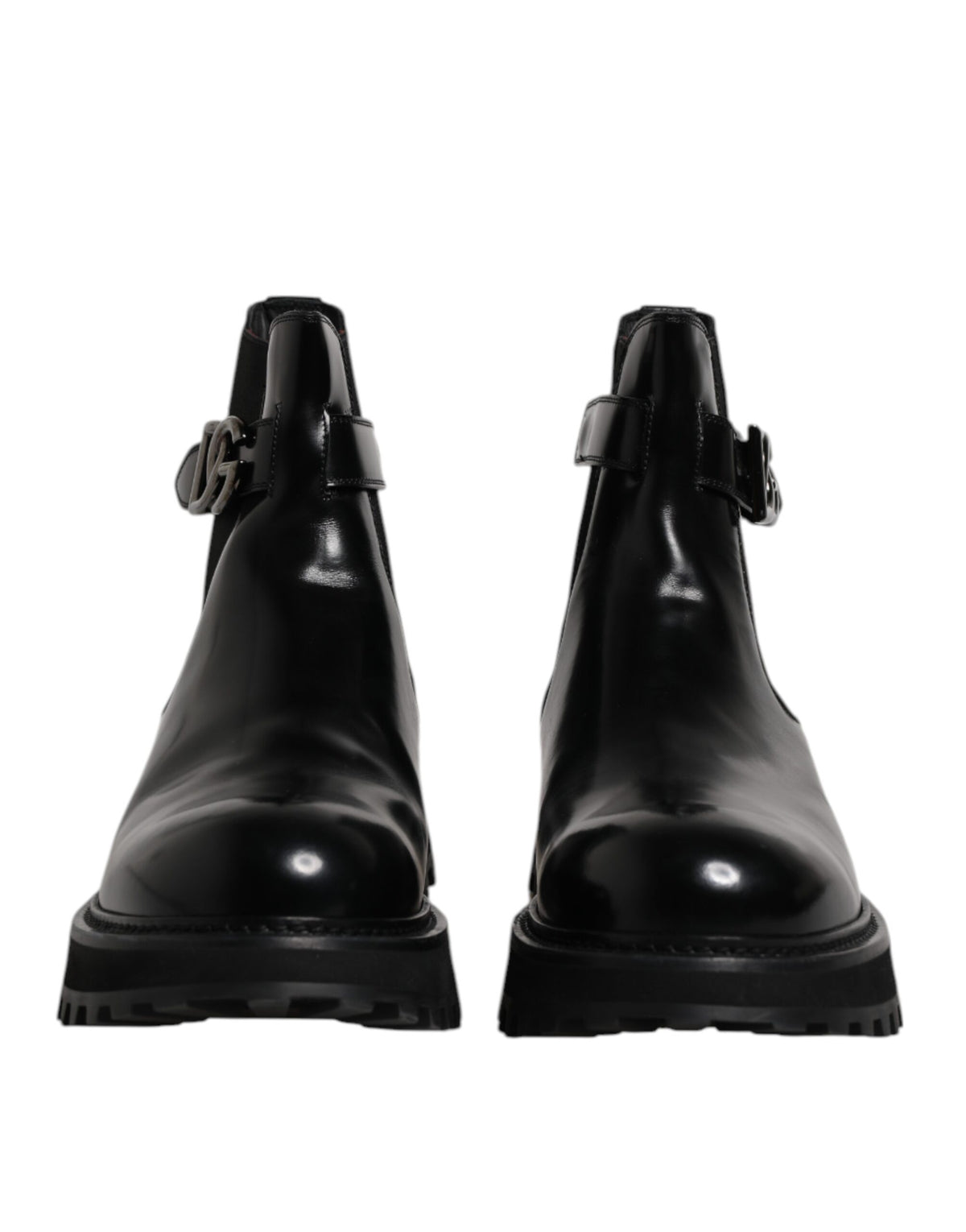 Elevate your style with Dolce & Gabbana's Black Belted DG Logo Chelsea Boots, crafted from premium calf leather, embodying luxury and sophistication for the discerning individual.