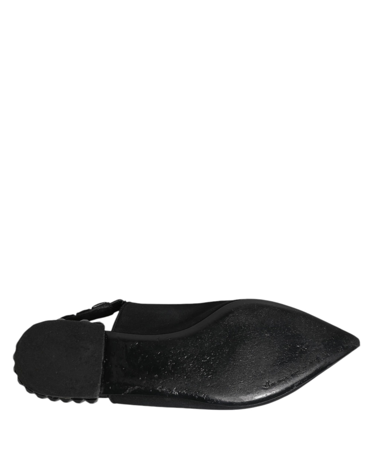 Elevate your style with Dolce & Gabbana's Black Crystal Charmeuse Slingback Shoes, crafted in Italy from luxurious silk, embodying exquisite artistry and timeless elegance.