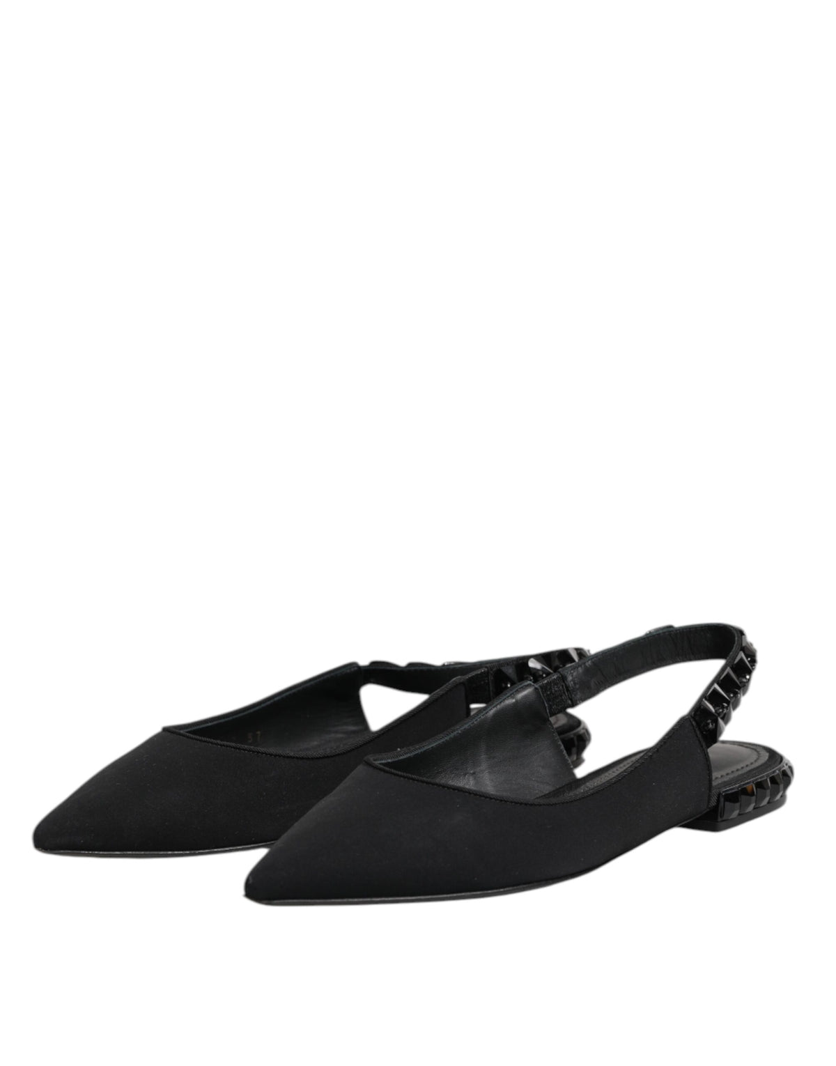 Indulge in the opulence of Dolce & Gabbana's Black Crystal Charmeuse Slingback Shoes, where exquisite silk craftsmanship meets timeless elegance for the discerning individual.