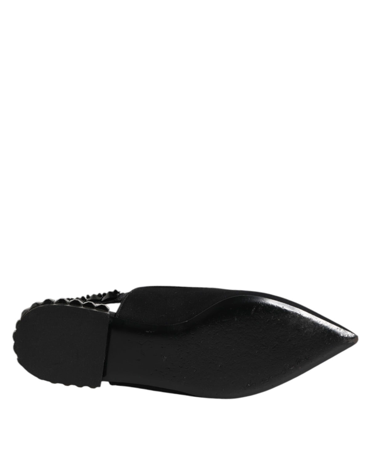 Indulge in the exquisite Dolce & Gabbana Black Crystal Charmeuse Slingback Shoes, where luxurious silk and Italian craftsmanship elevate your elegance for any occasion.