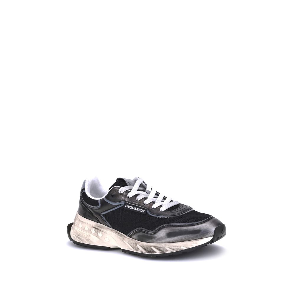 Dsquared² Black Calf Leather Athletic Sneakers - Luxury Redefined