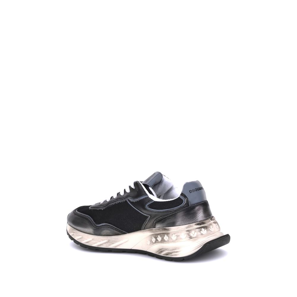 Dsquared² Black Calf Leather Bos Taurus Sneakers - Luxurious Elegance
