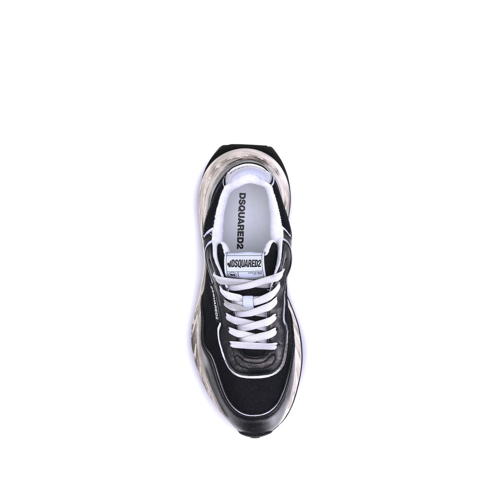 Dsquared² Black Calf Leather Athletic Sneakers - Luxury Redefined