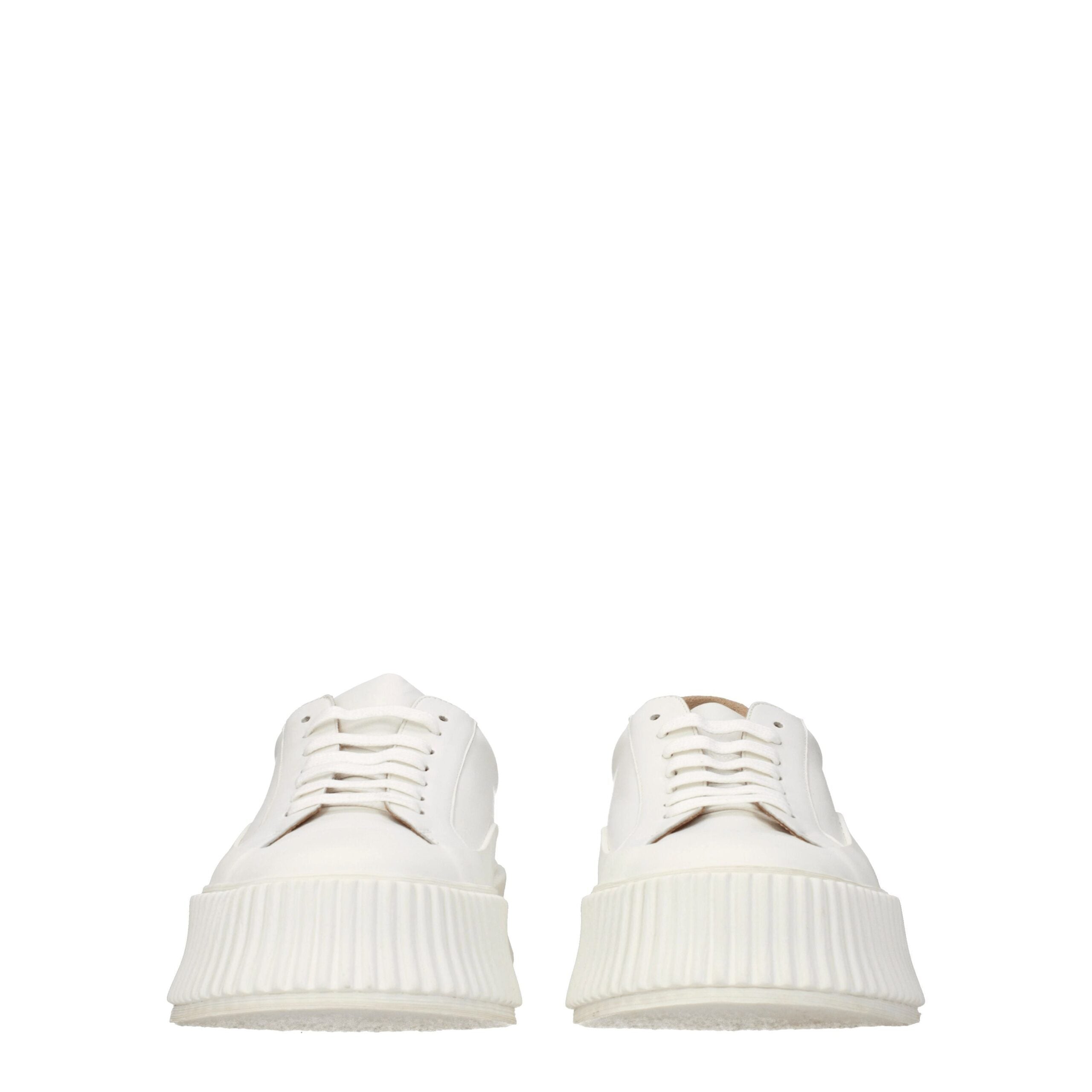 Jil Sander White Leather Platform Sneakers
