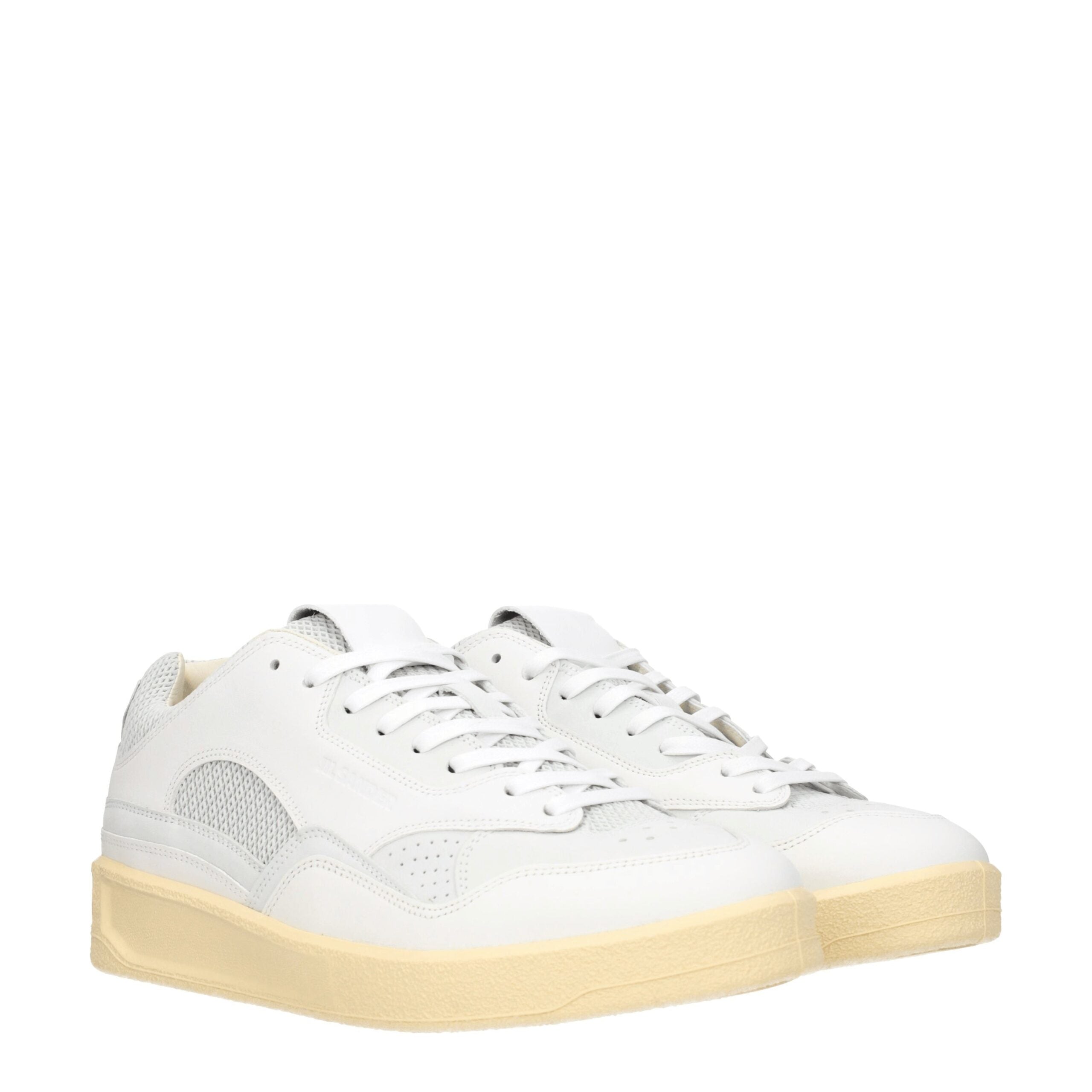 Jil Sander White Leather Low Top Sneakers - Effortless Luxury Footwear