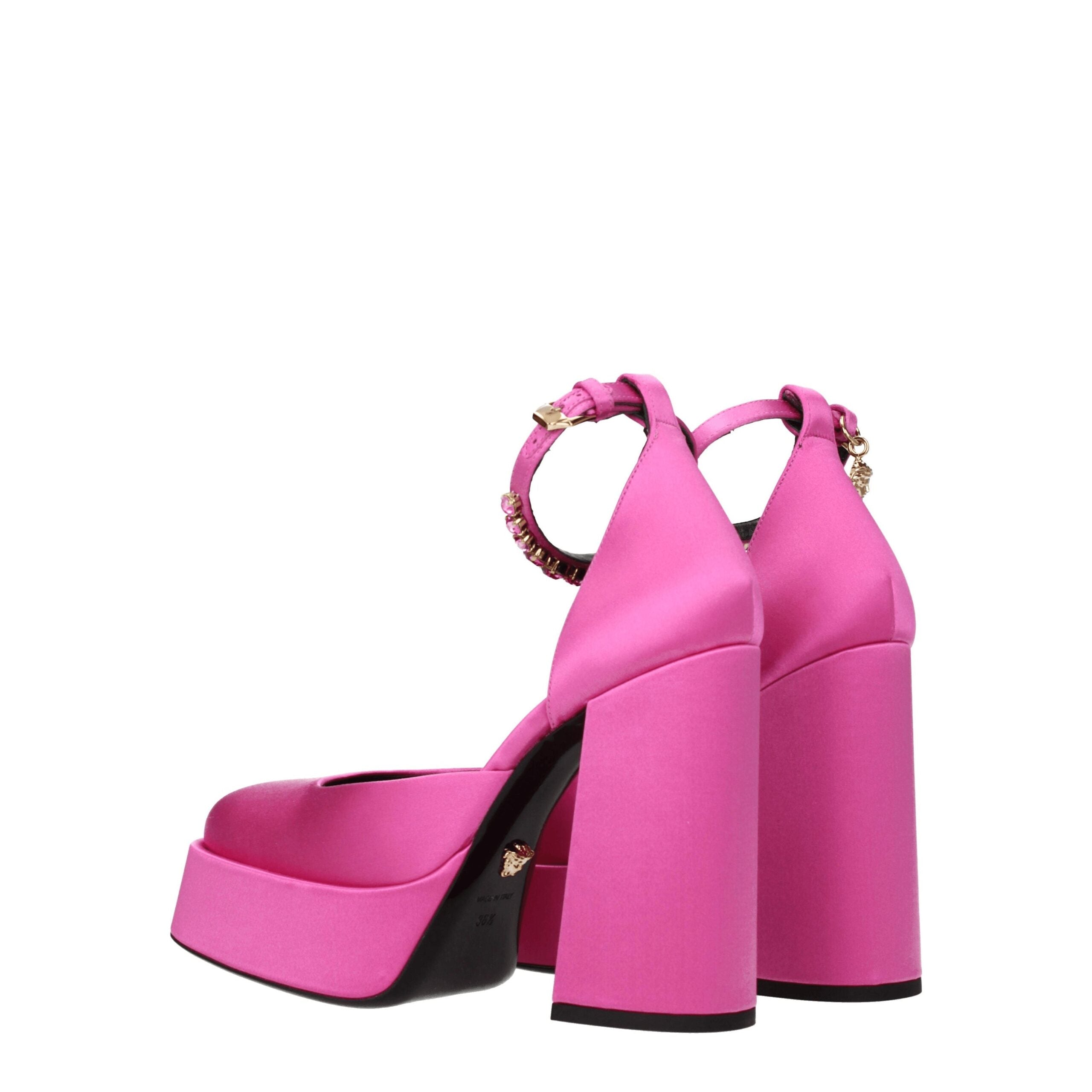Versace Pink Satin Platform Pumps