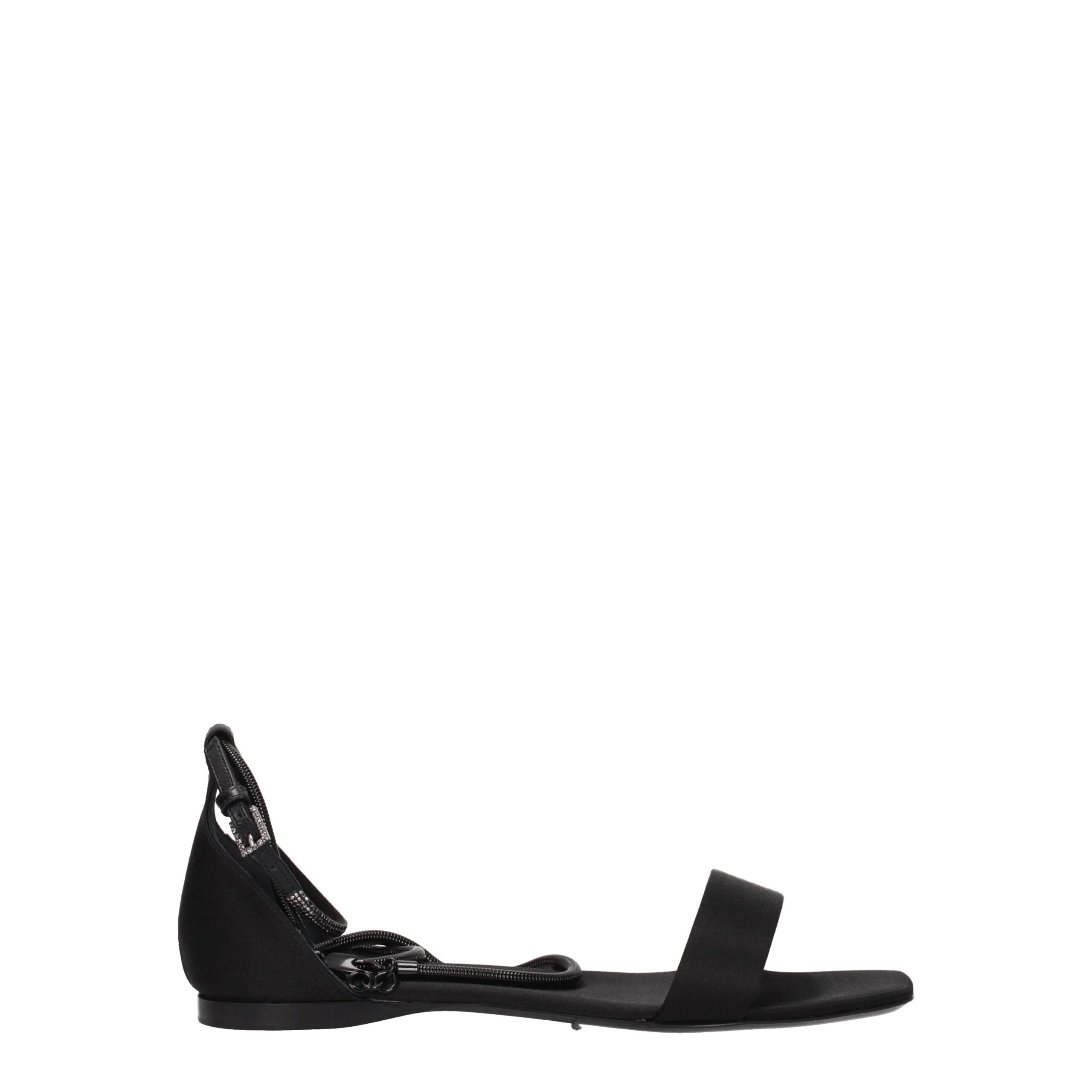 Max Mara Black Satin Flat Sandals - Artisanal Luxury Footwear