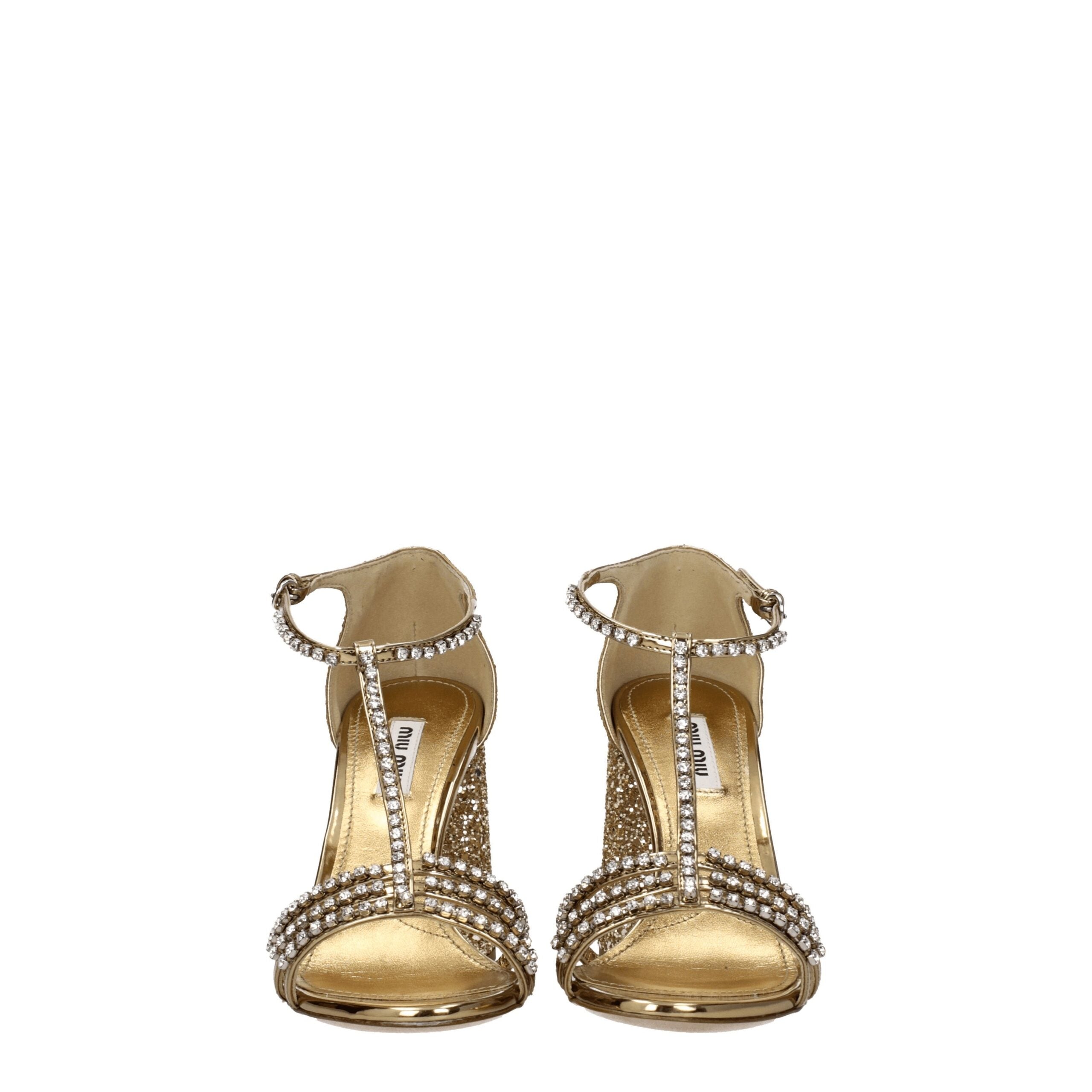 Step into a realm of elegance with Miu Miu Gold Plastic Platform Sandals, where luxurious leather and dazzling craftsmanship redefine sophistication for the discerning individual.