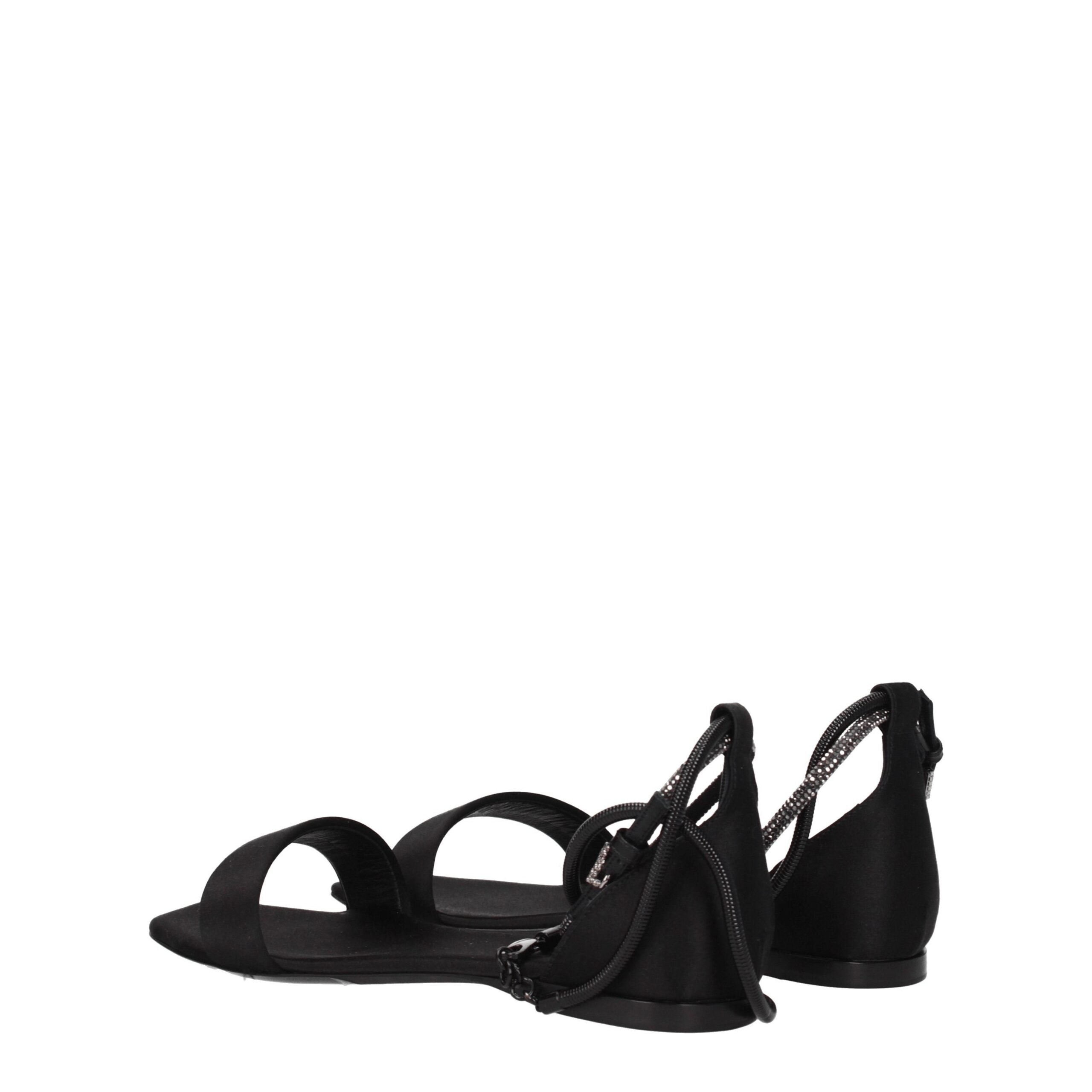 Max Mara Black Satin Flat Sandals - Artisanal Luxury Footwear