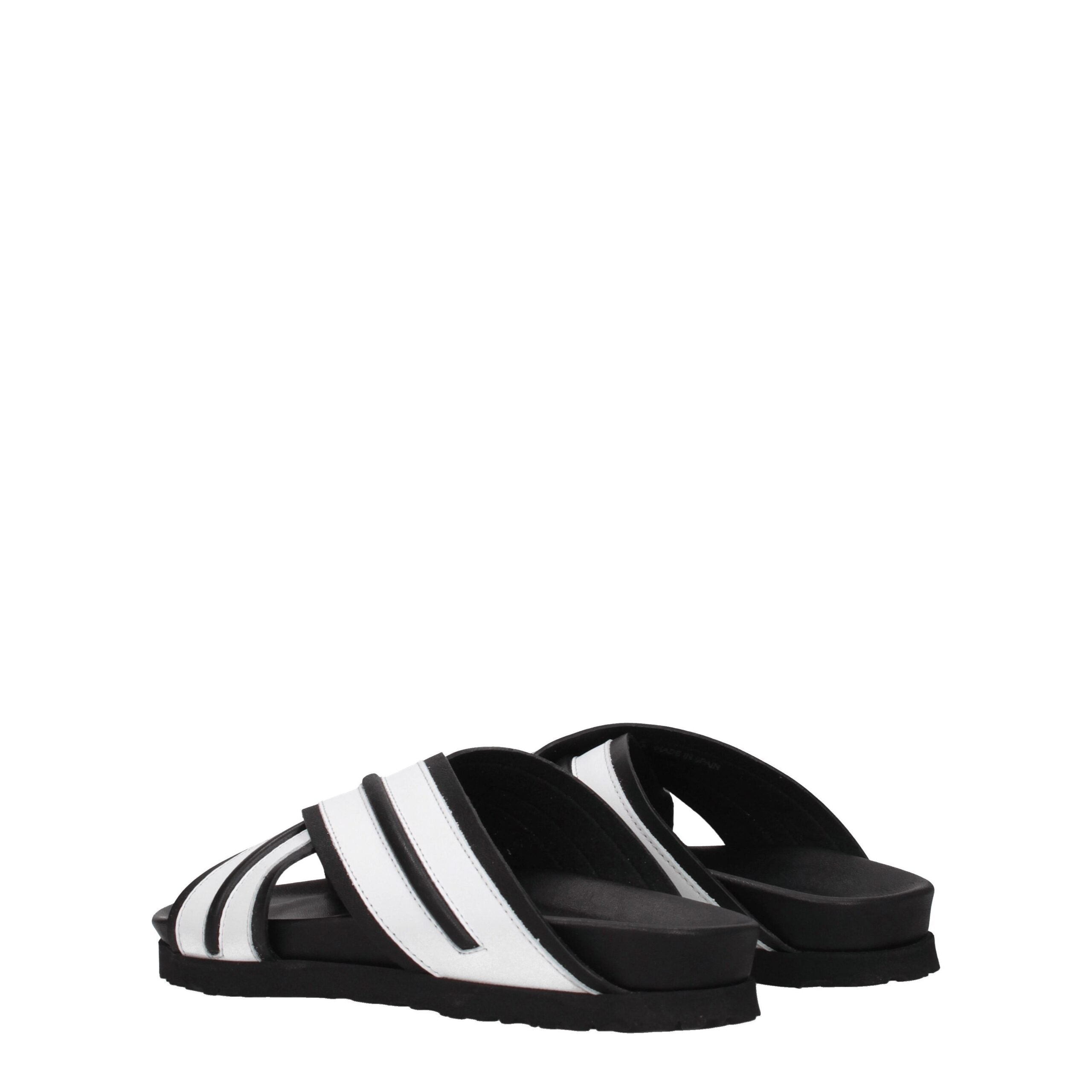 Palm Angels White Leather Slippers