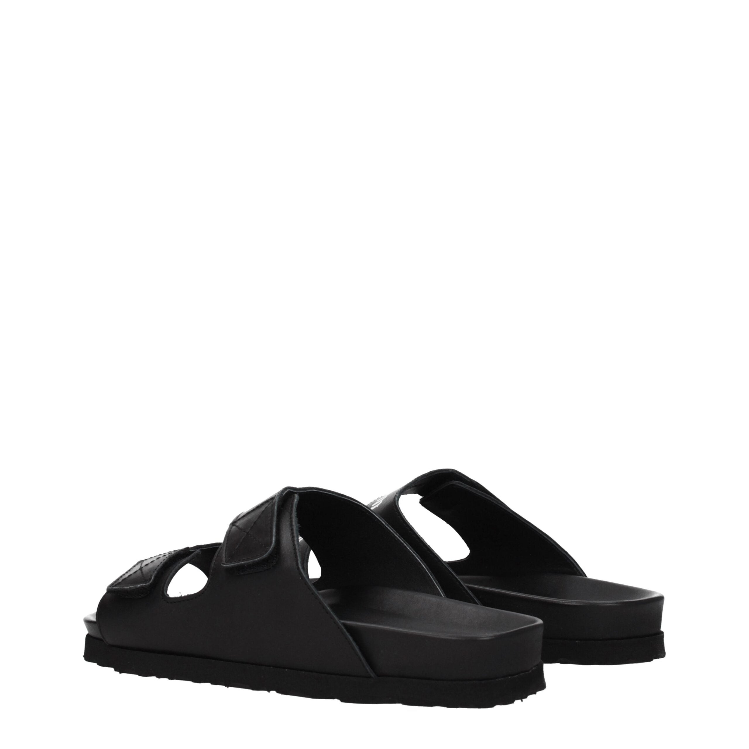 Palm Angels Black Leather Slippers